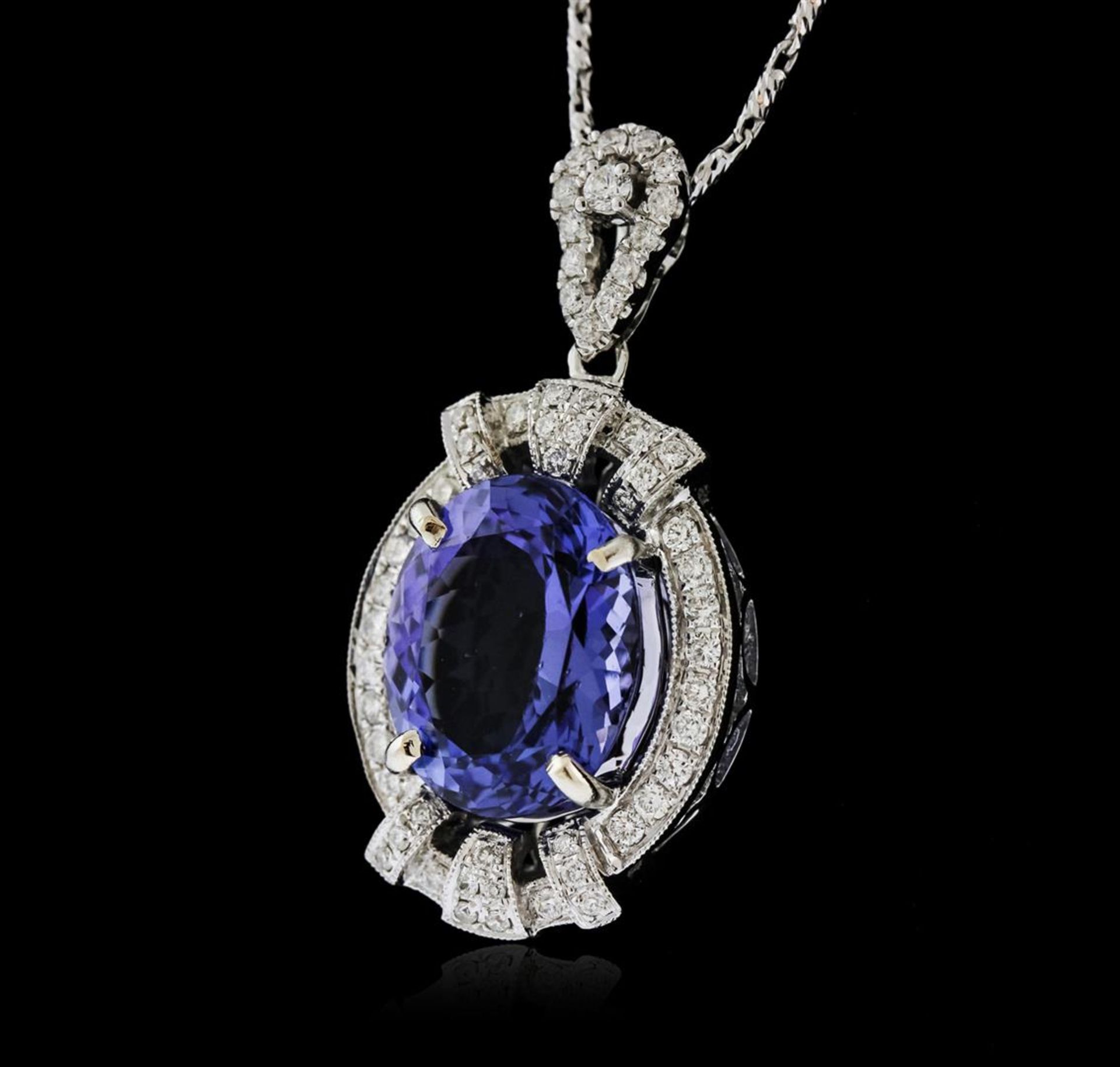 18KT White Gold 6.20 ctw Tanzanite and Diamond Pendant With Chain - Image 3 of 4