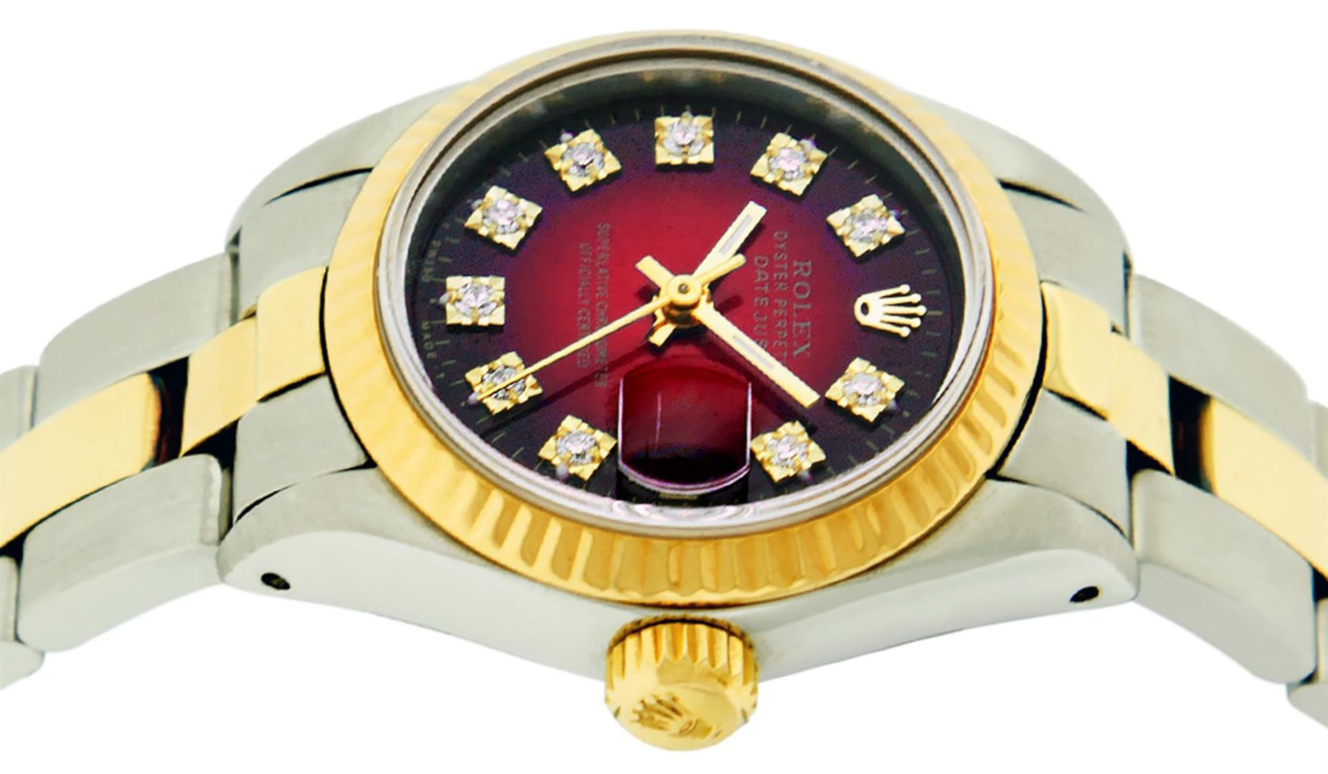Rolex Ladies 2 Tone Red Vignette Diamond 26MM Datejust Wristwatch - Image 3 of 9