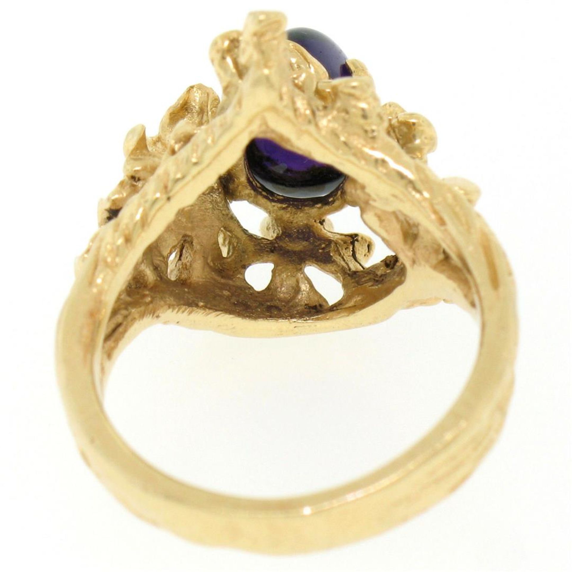 Estate 14kt Yellow Gold 1.98 ctw Amethyst Coral Reef Nugget Cocktail Ring - Image 5 of 9