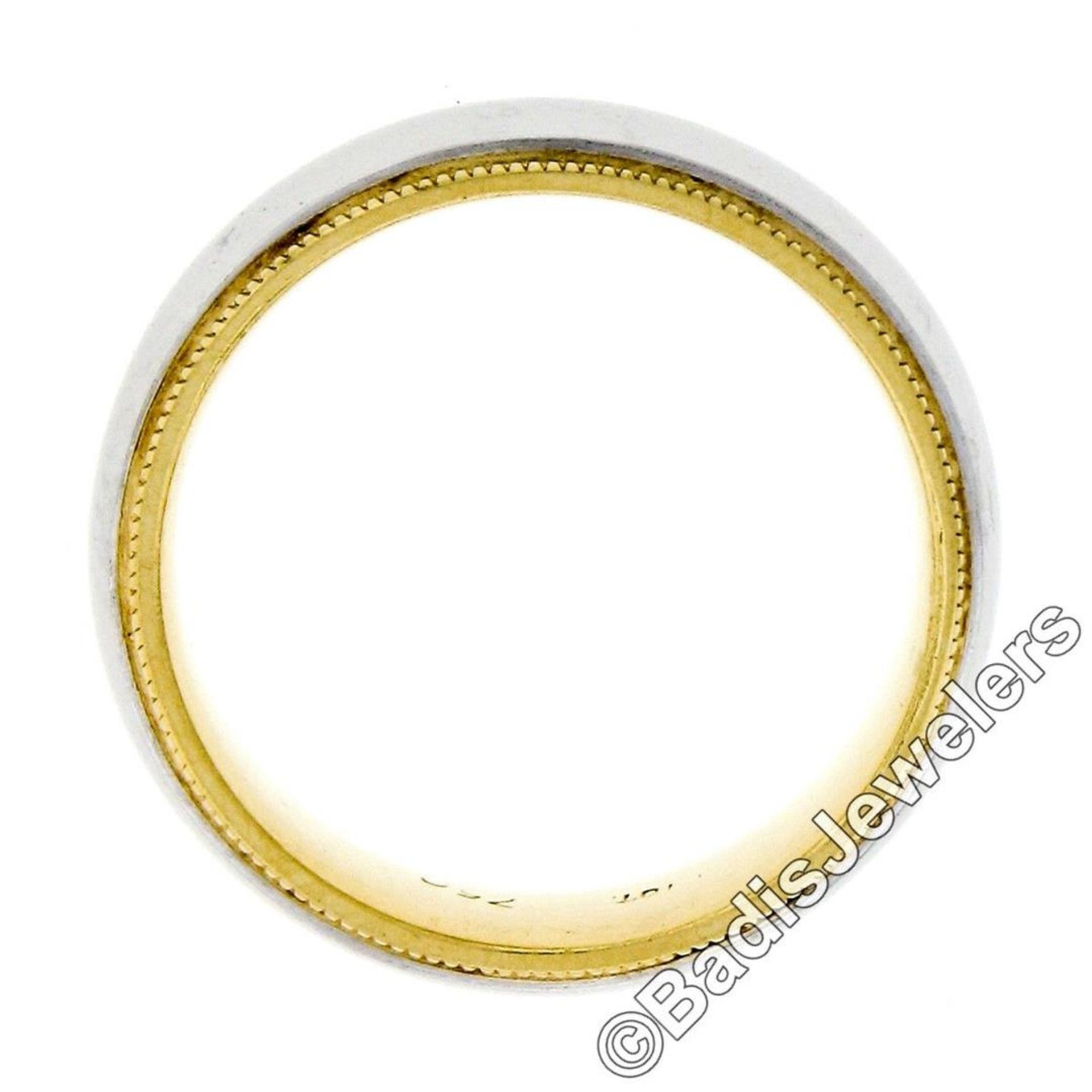 Men's 18kt White and Yellow Gold 5.5mm Milgrain Edged Band Ring - Image 6 of 7