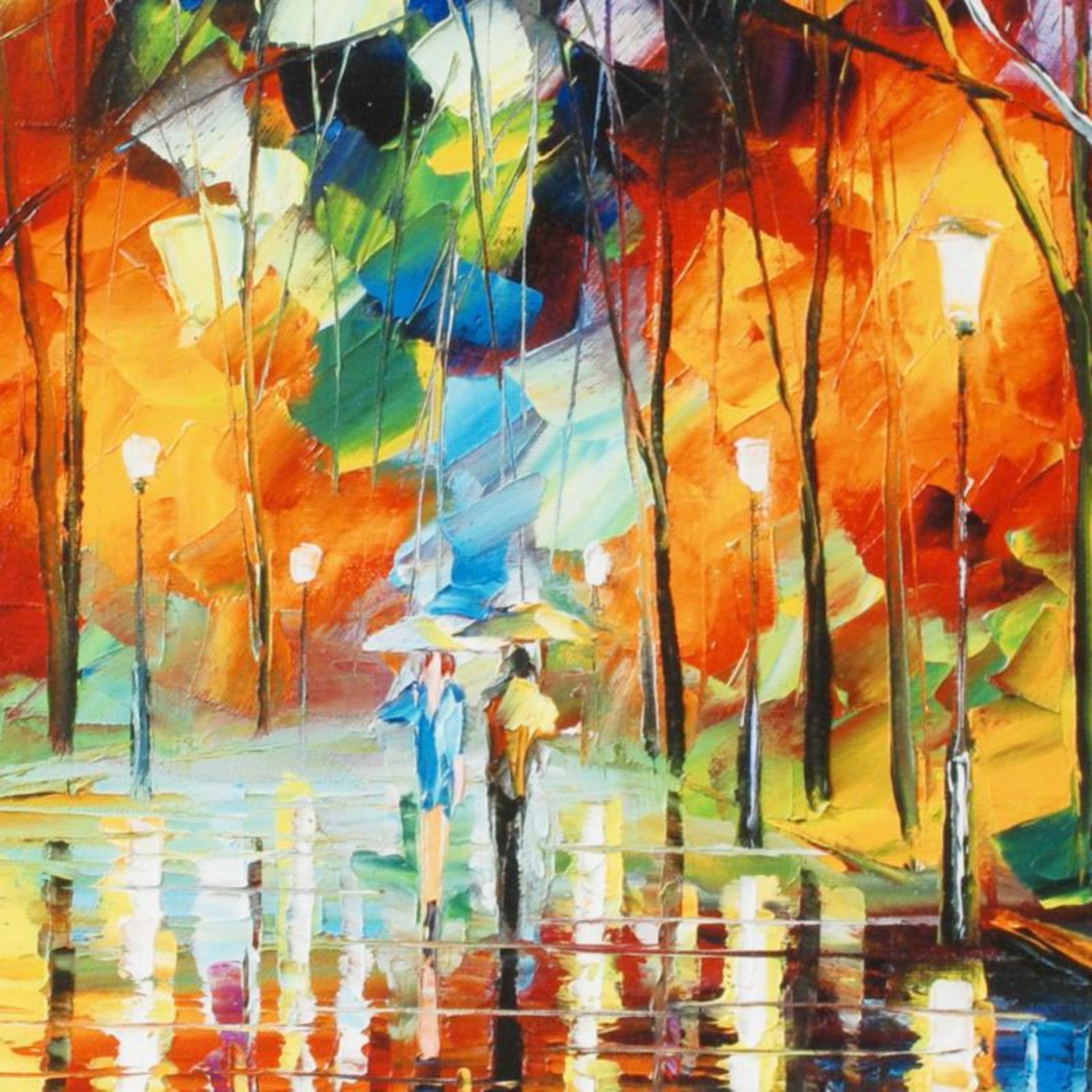 Leonid Afremov (1955-2019) "Mirror Streets" Limited Edition Giclee on Canvas, Nu - Image 2 of 3