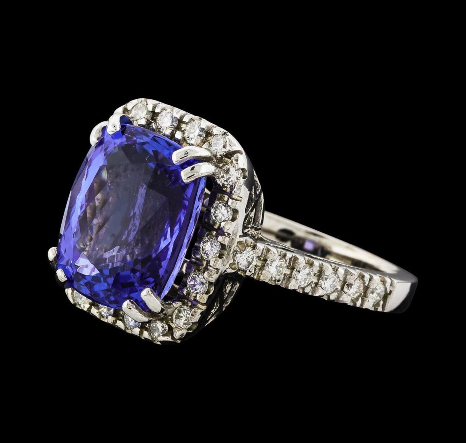 GIA Cert 9.36 ctw Tanzanite and Diamond Ring - 14KT White Gold