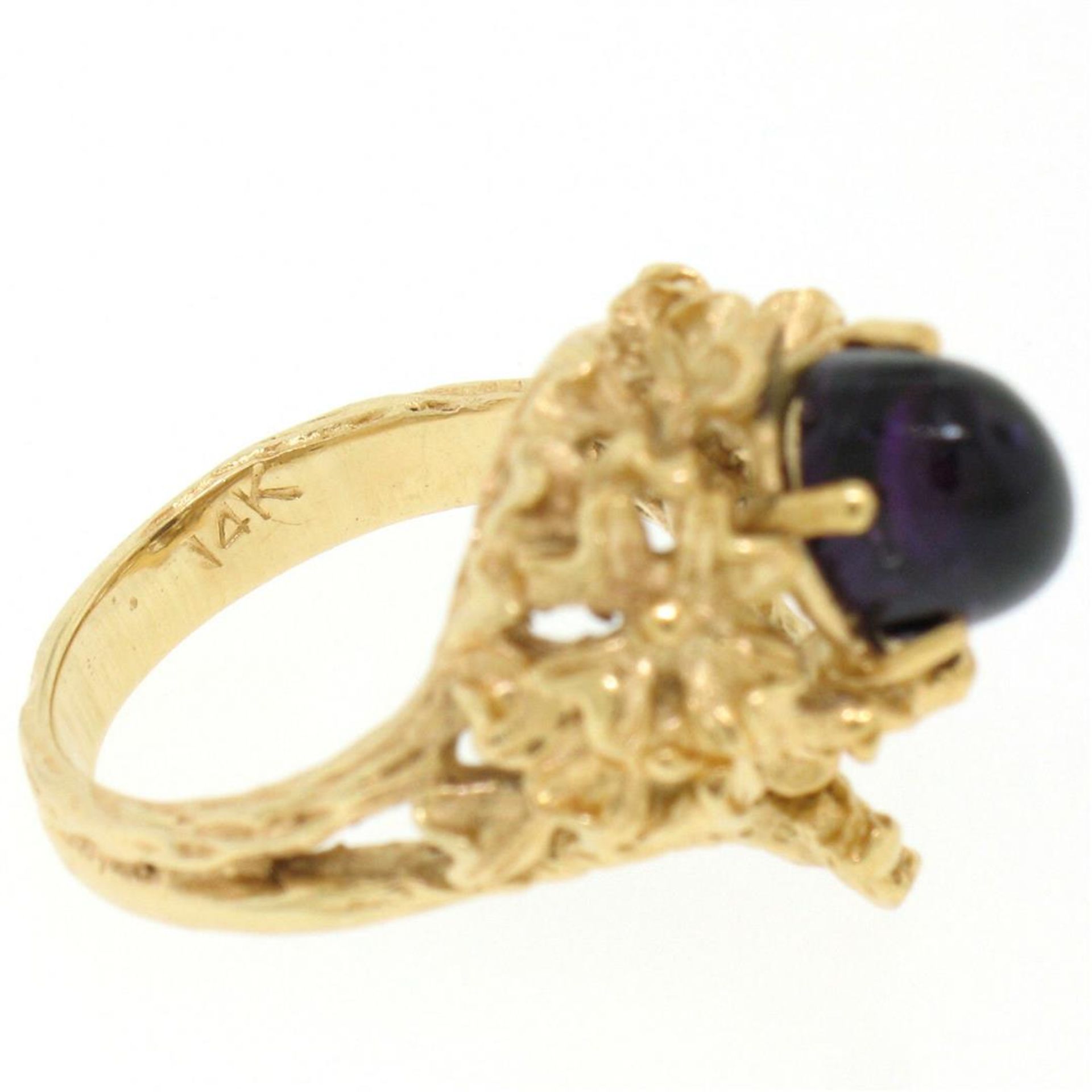 Estate 14kt Yellow Gold 1.98 ctw Amethyst Coral Reef Nugget Cocktail Ring - Image 9 of 9