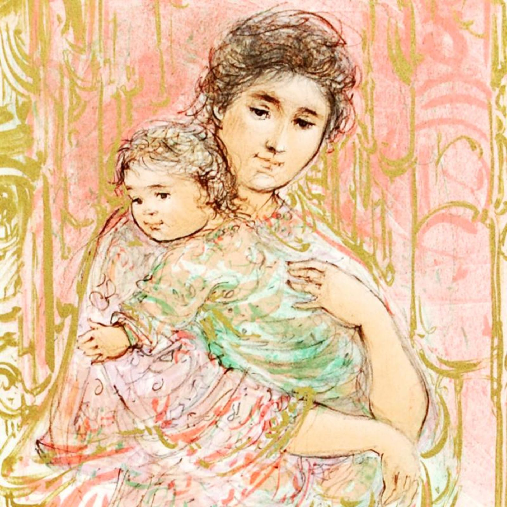 "Willa And Child" Limited Edition Lithograph by Edna Hibel (1917-2014), Numbered - Image 2 of 2