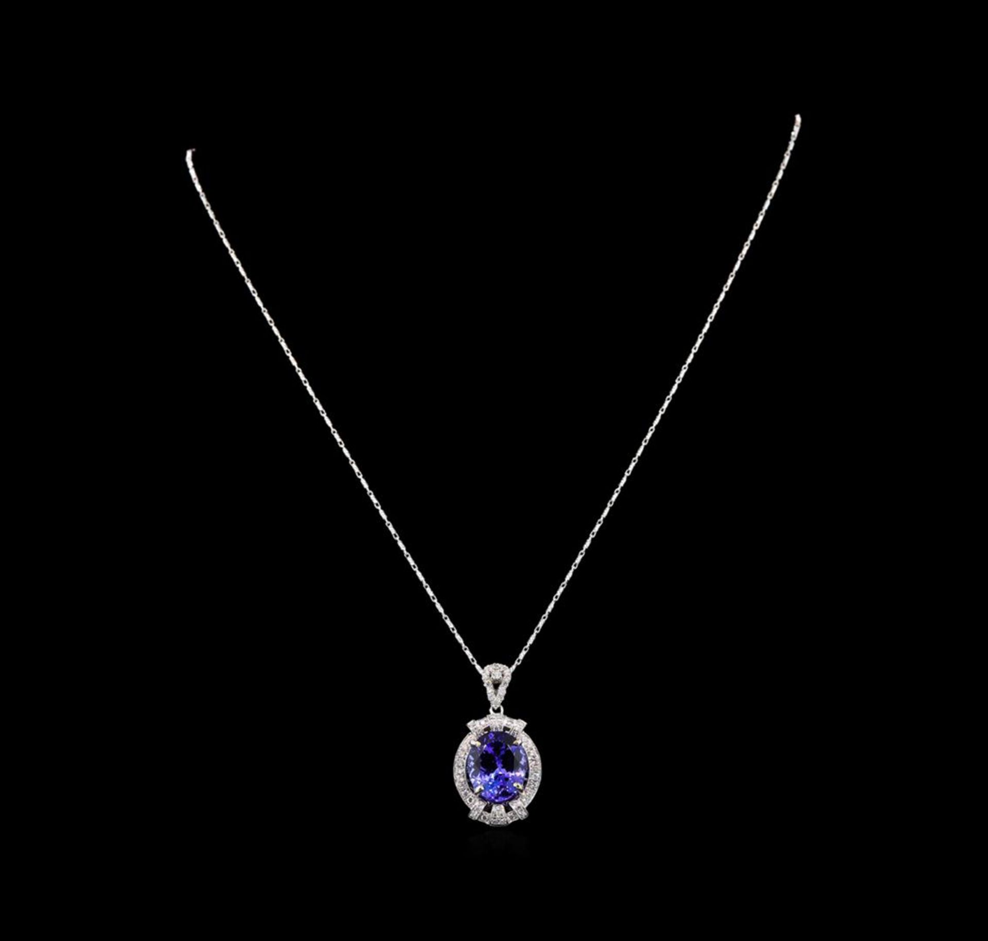 18KT White Gold 6.20 ctw Tanzanite and Diamond Pendant With Chain - Image 2 of 4