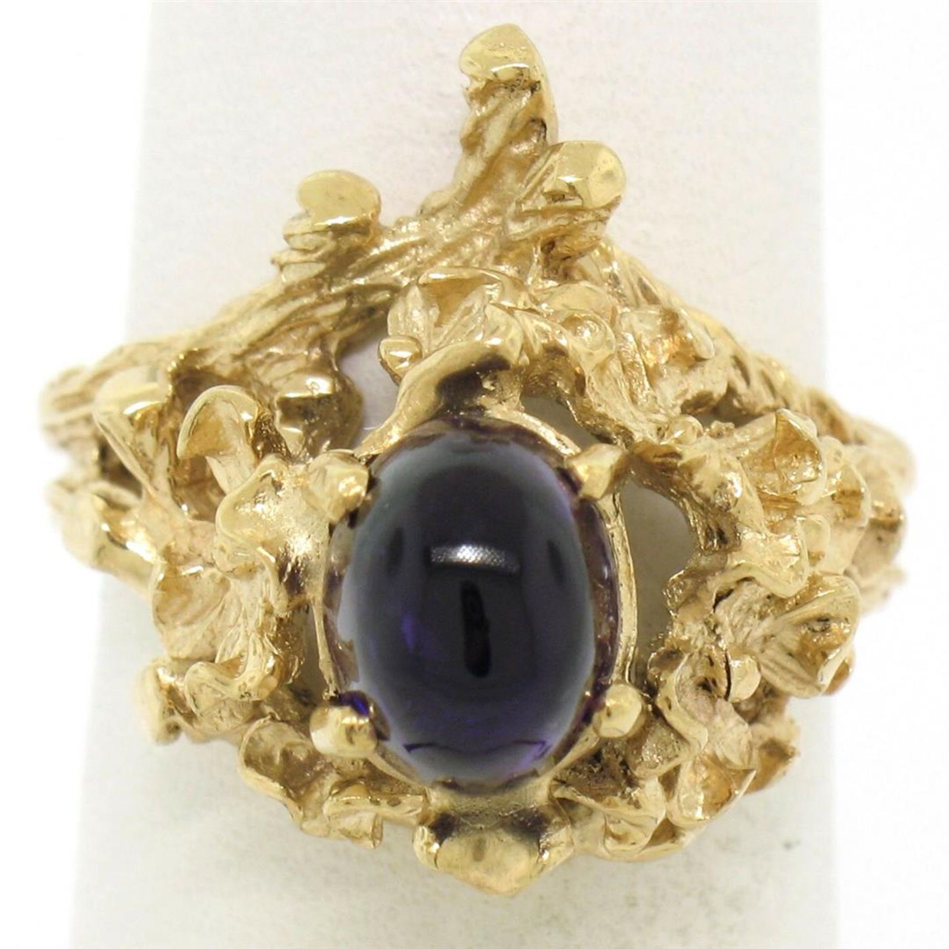 Estate 14kt Yellow Gold 1.98 ctw Amethyst Coral Reef Nugget Cocktail Ring - Image 2 of 9