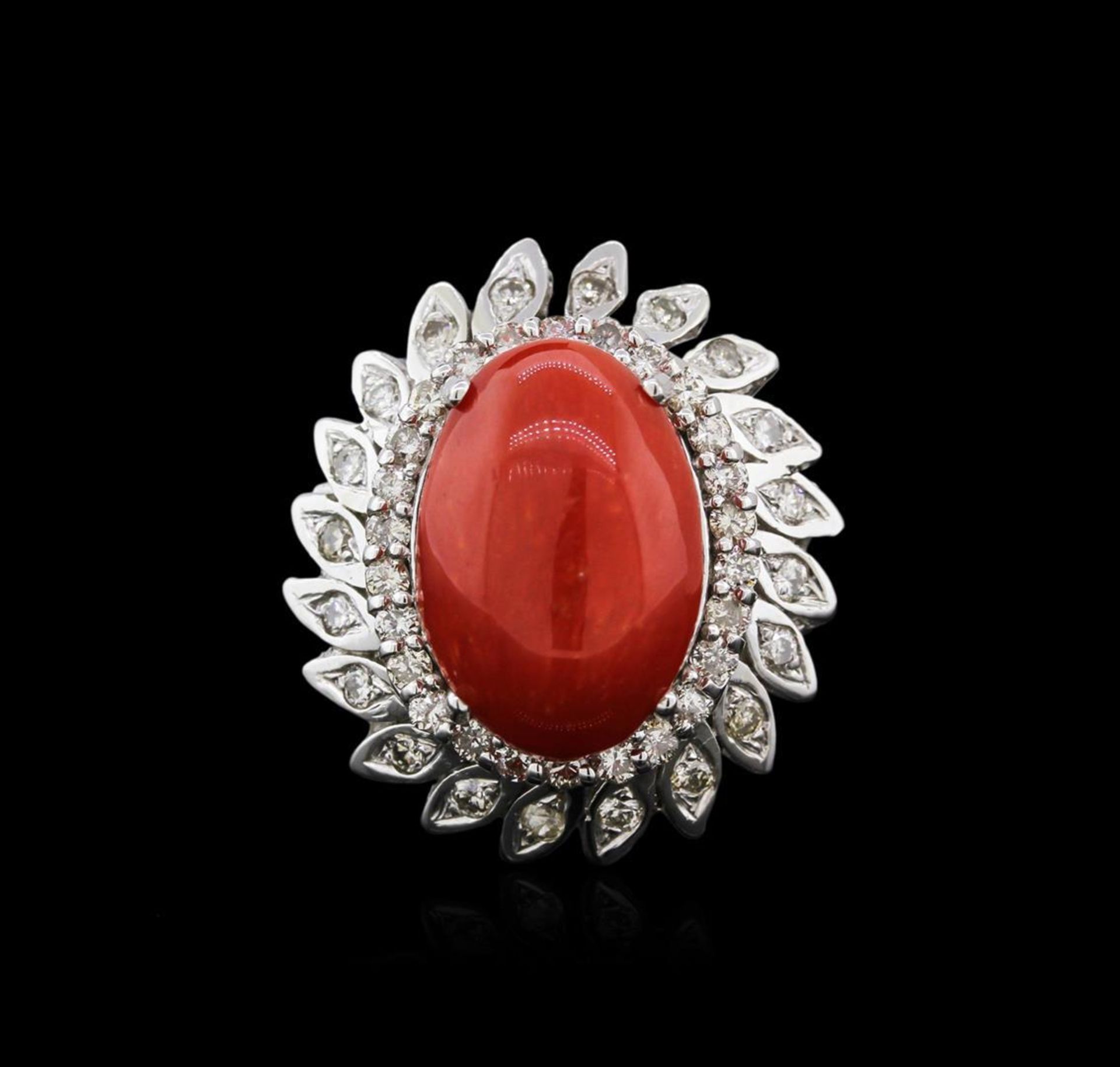 14KT White Gold 9.27 ctw Coral and Diamond Ring - Image 2 of 4