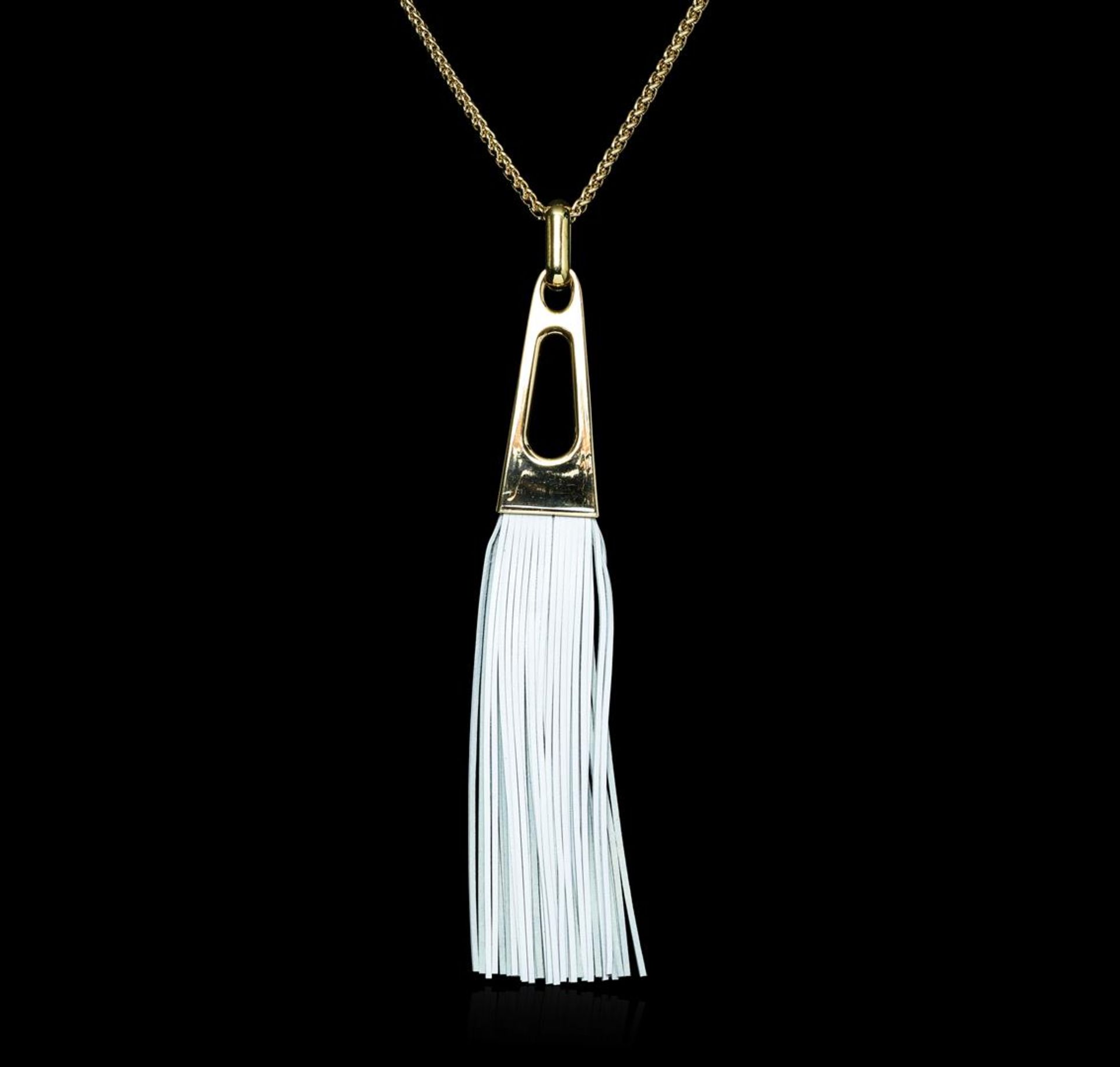 Leather Tassel Chain Necklace - Gold Plated - Image 2 of 2