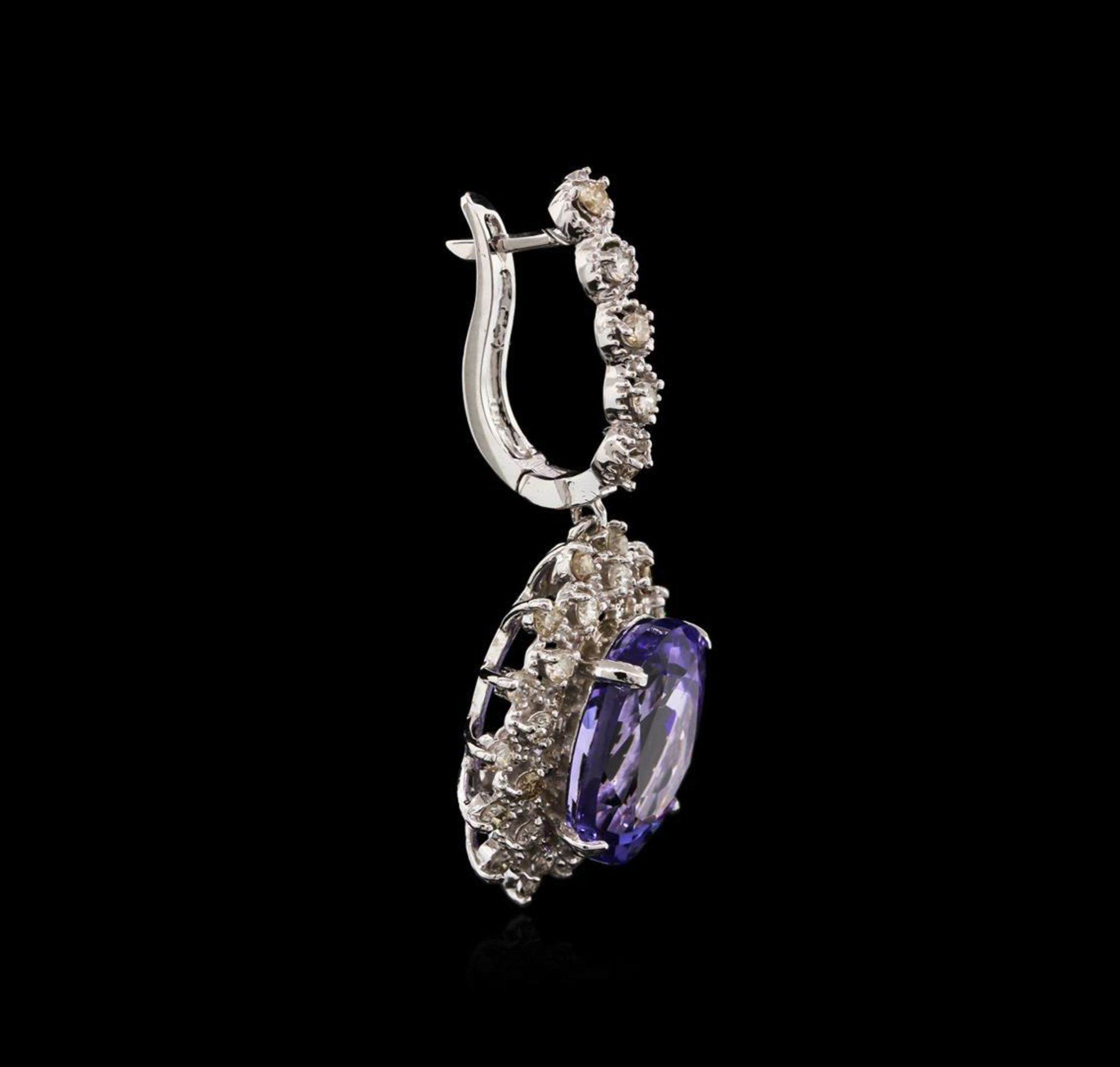 14.78 ctw Tanzanite and Diamond Earrings - 14KT White Gold - Image 2 of 3