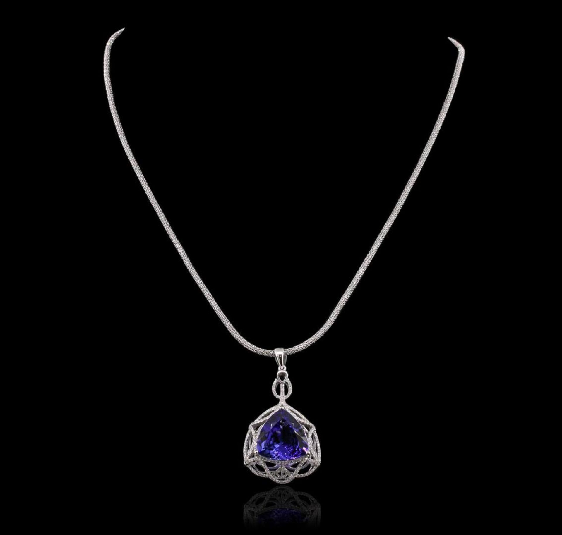 14KT White Gold 11.31 ctw GIA Certified Tanzanite and Diamond Pendant With Chain - Image 2 of 4