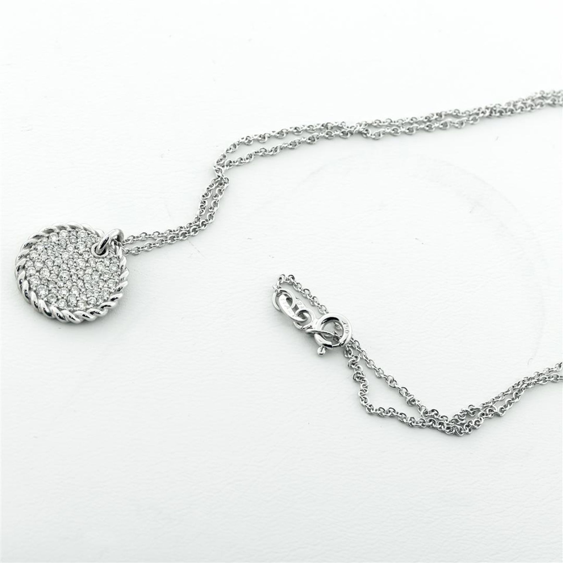 New 18k White Gold Diamond Cable Pendant with with 18K White Gold Chain - Image 5 of 7