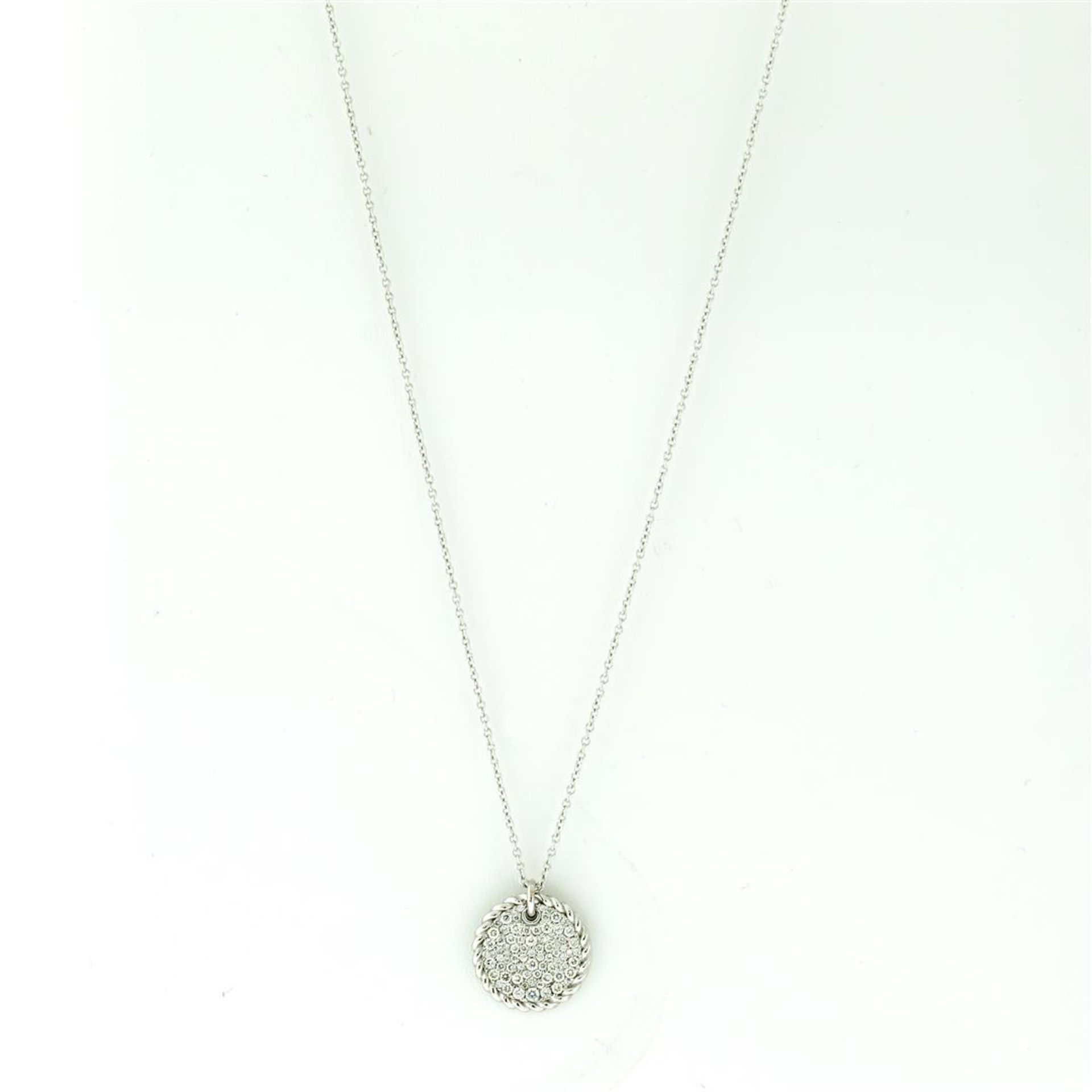 New 18k White Gold Diamond Cable Pendant with with 18K White Gold Chain - Image 4 of 7