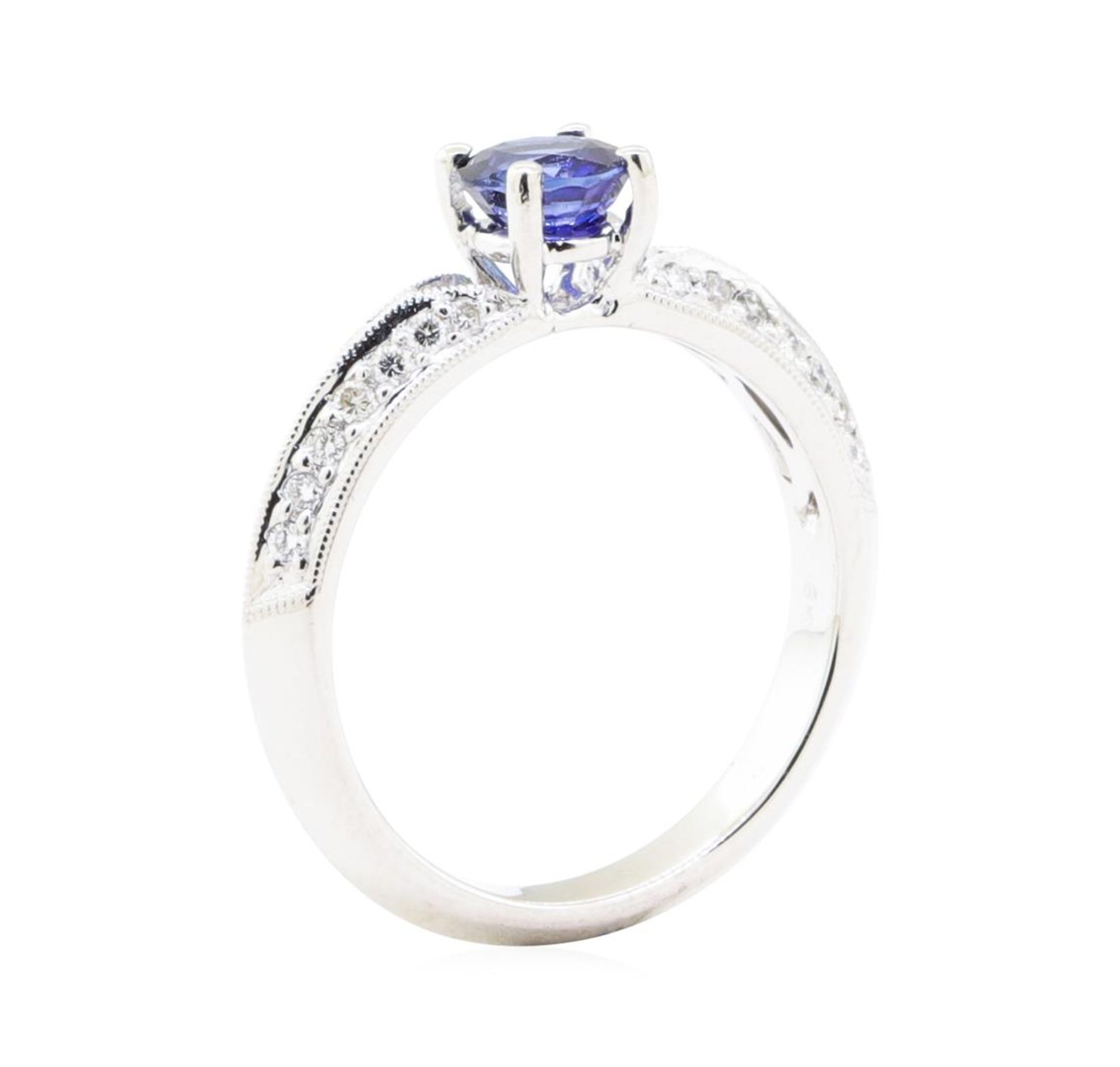 1.02 ctw Sapphire And Diamond Ring - 18KT White Gold - Image 4 of 5