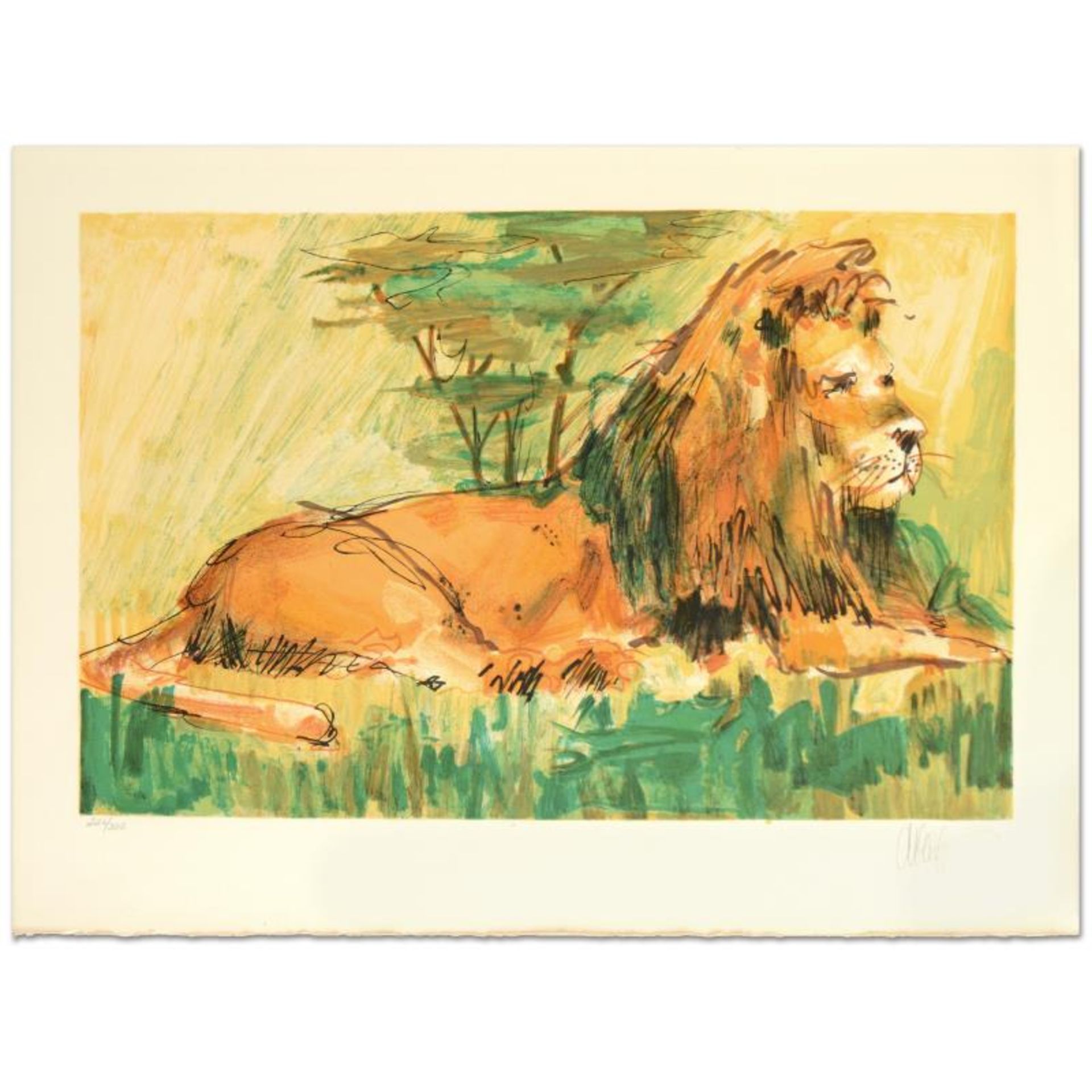 Wayland Moore, "Lion" Limited Edition Lithograph, Numbered and Hand Signed.