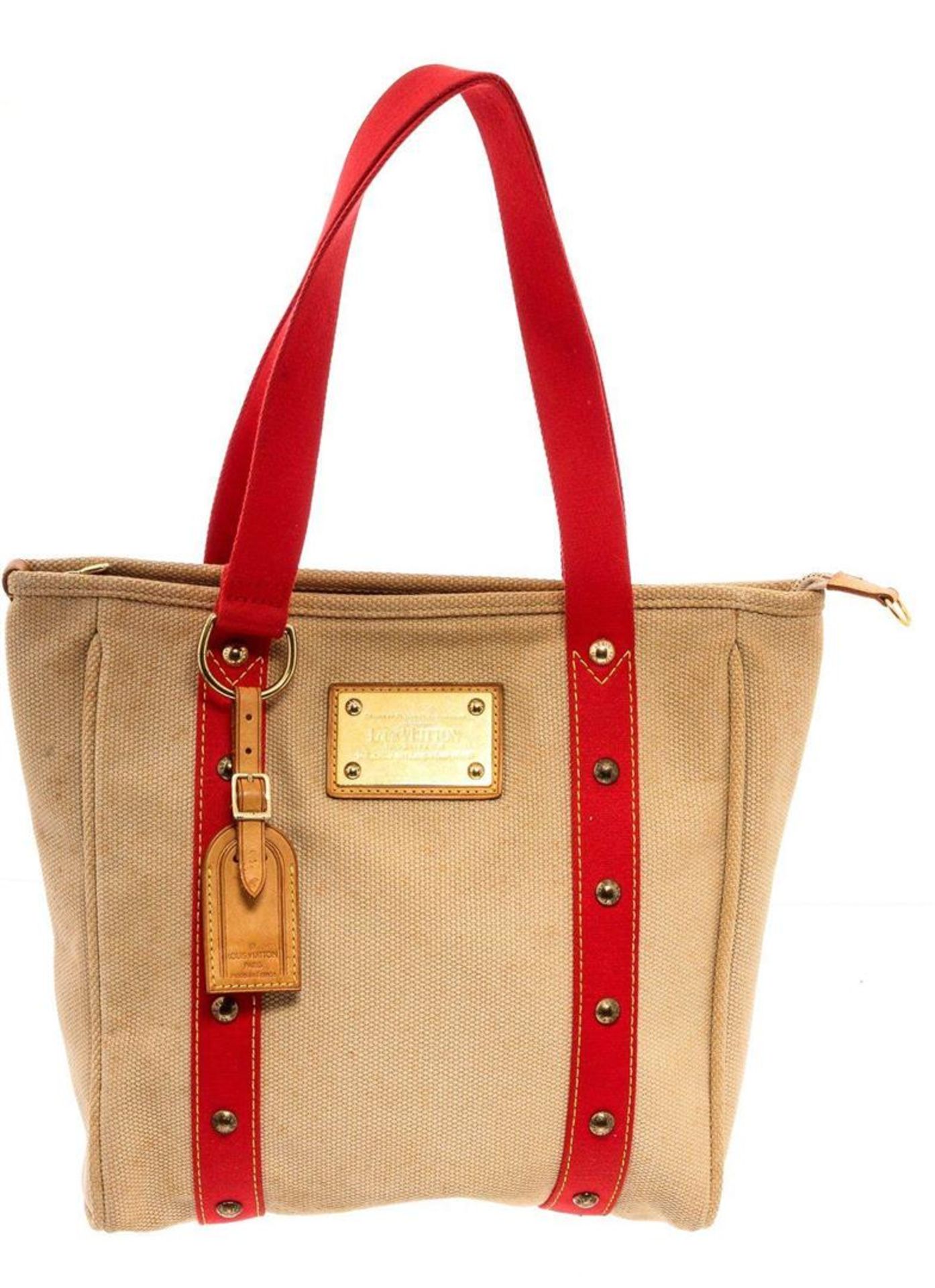 Louis Vuitton Beige Canvas Antigua Cabas MM Tote Bag