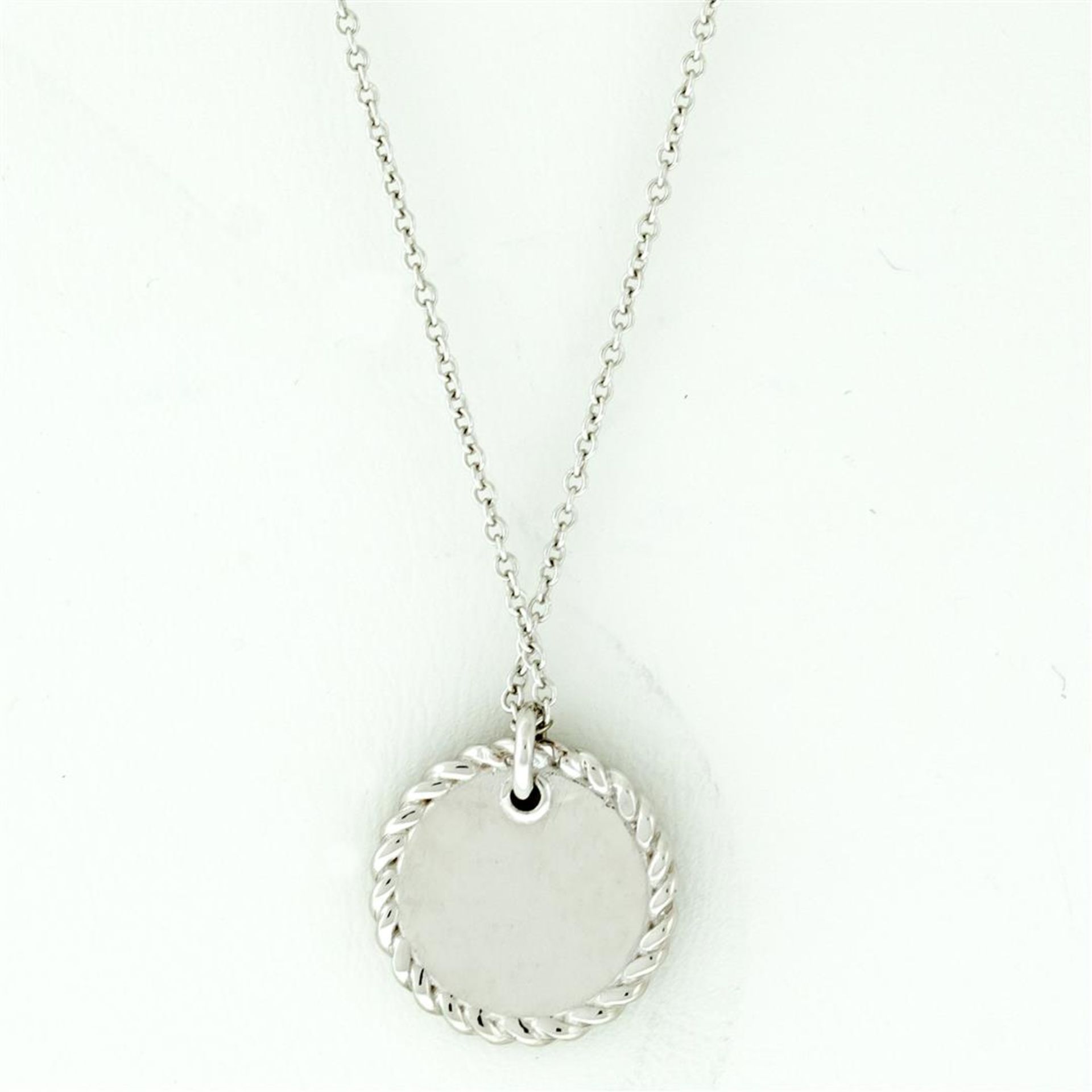 New 18k White Gold Diamond Cable Pendant with with 18K White Gold Chain - Image 7 of 7