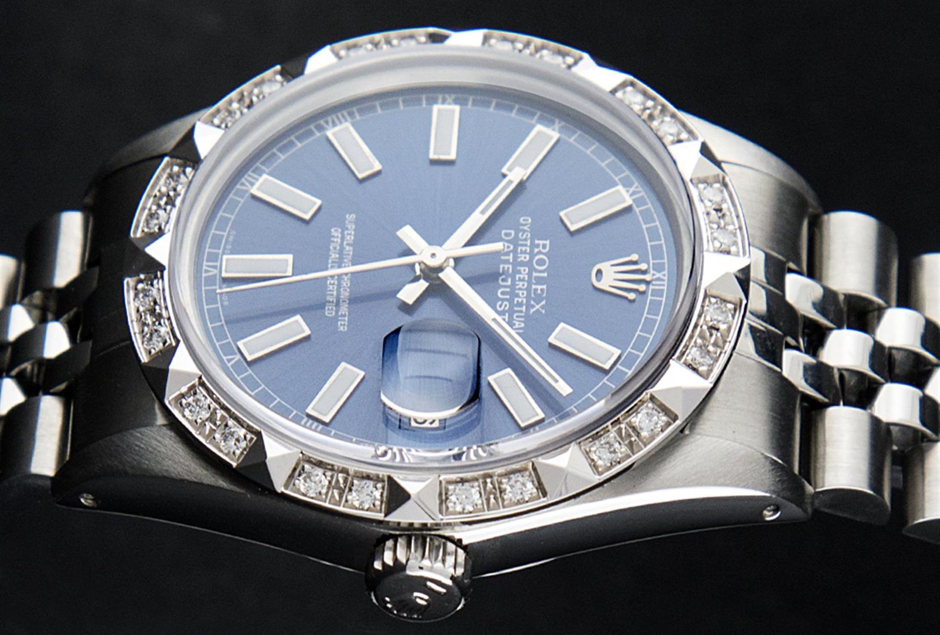 Rolex Stainless Steel 36MM Blue Index Diamond Oyster Perpetual Datejust Wristwat - Image 2 of 9