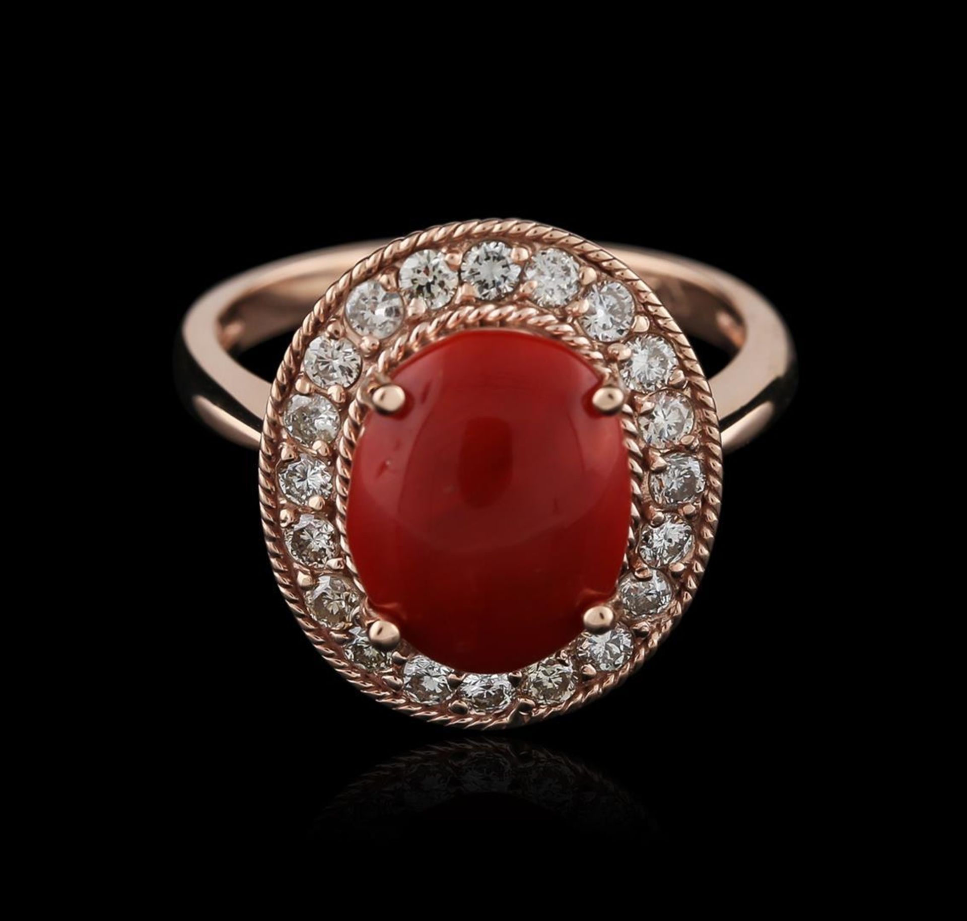 14KT Rose Gold 2.80 ctw Coral and Diamond Ring - Image 2 of 3