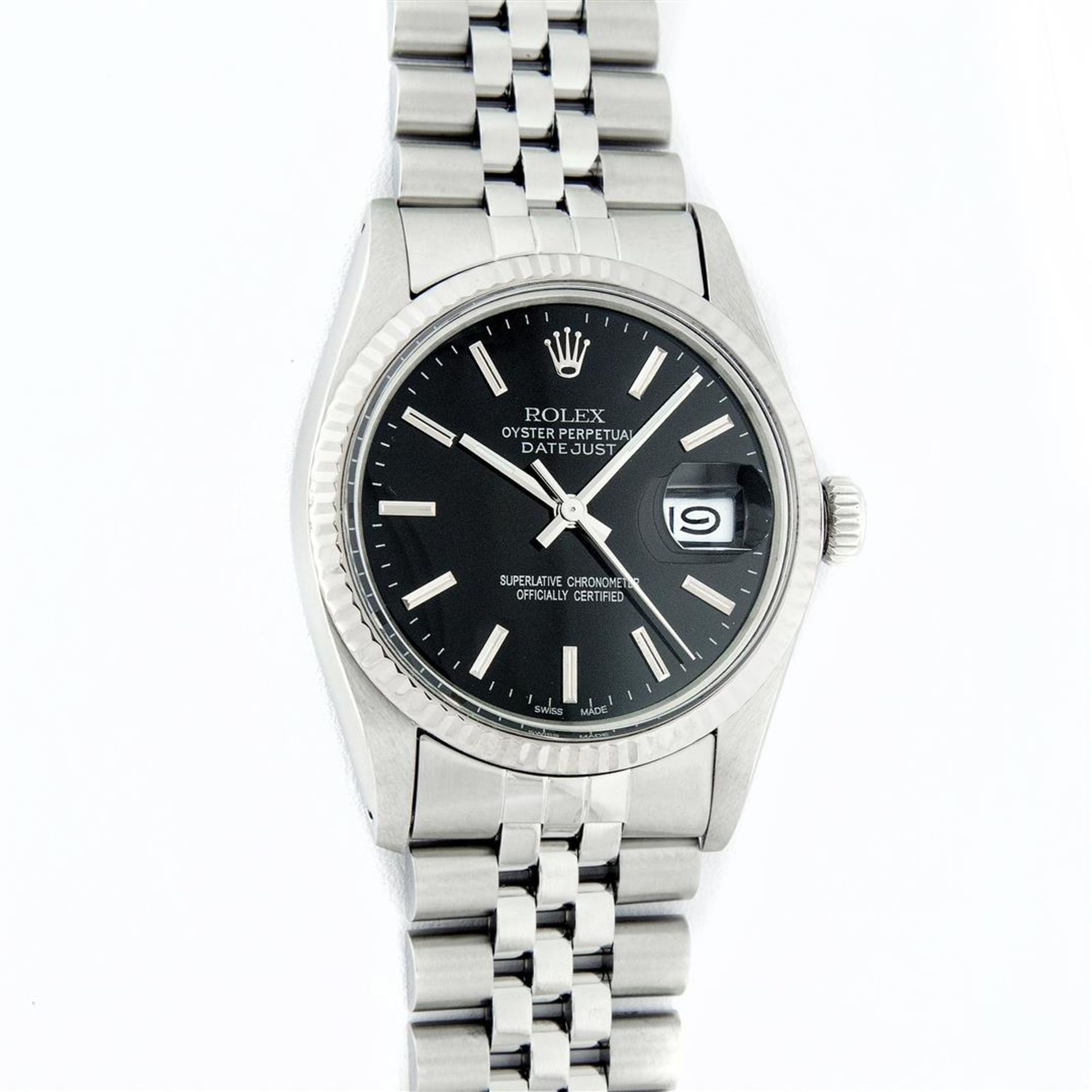 Rolex Mens Stainless Steel Black Index 36mm Datejust Wristwatch - Image 2 of 9
