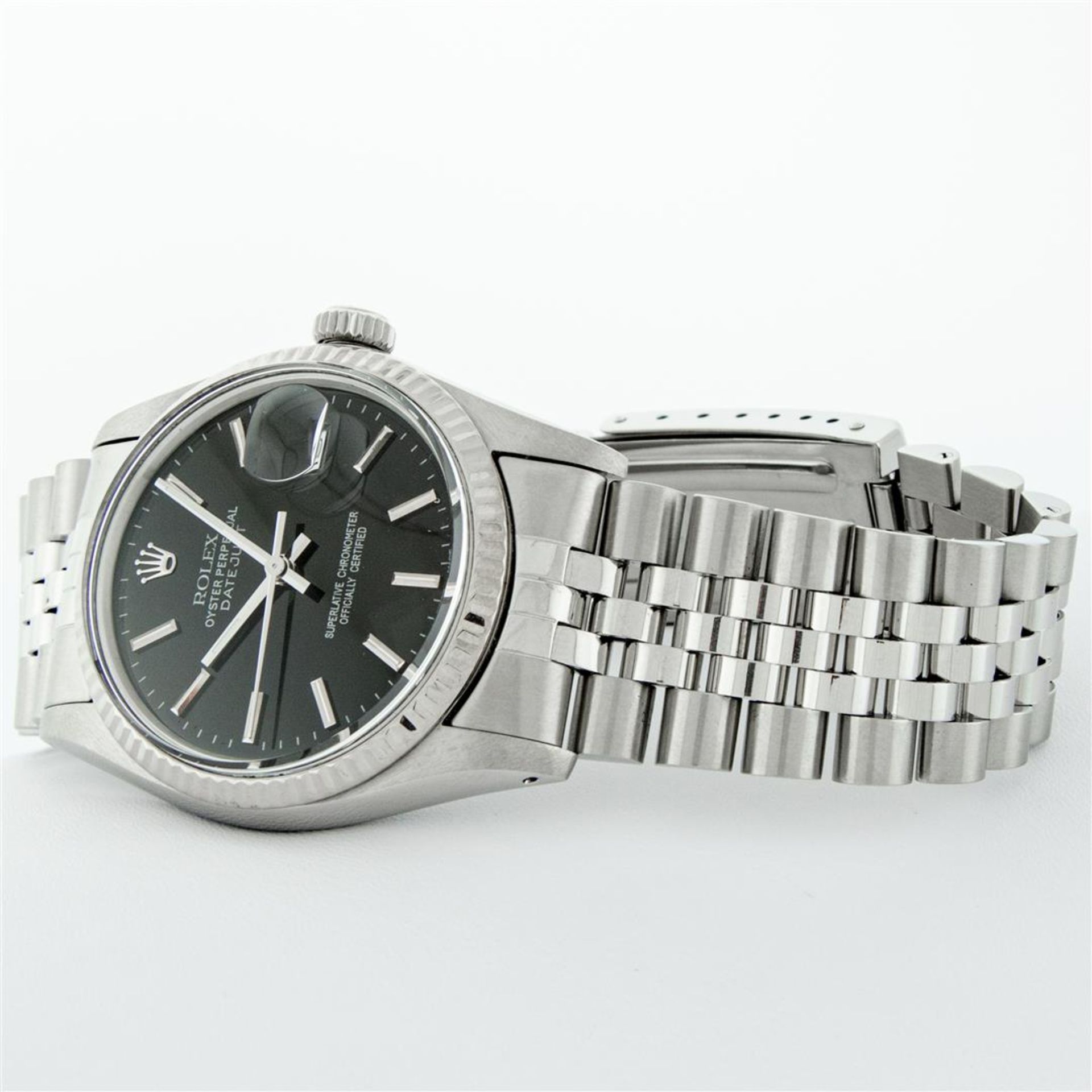 Rolex Mens Stainless Steel Black Index 36mm Datejust Wristwatch - Image 4 of 9