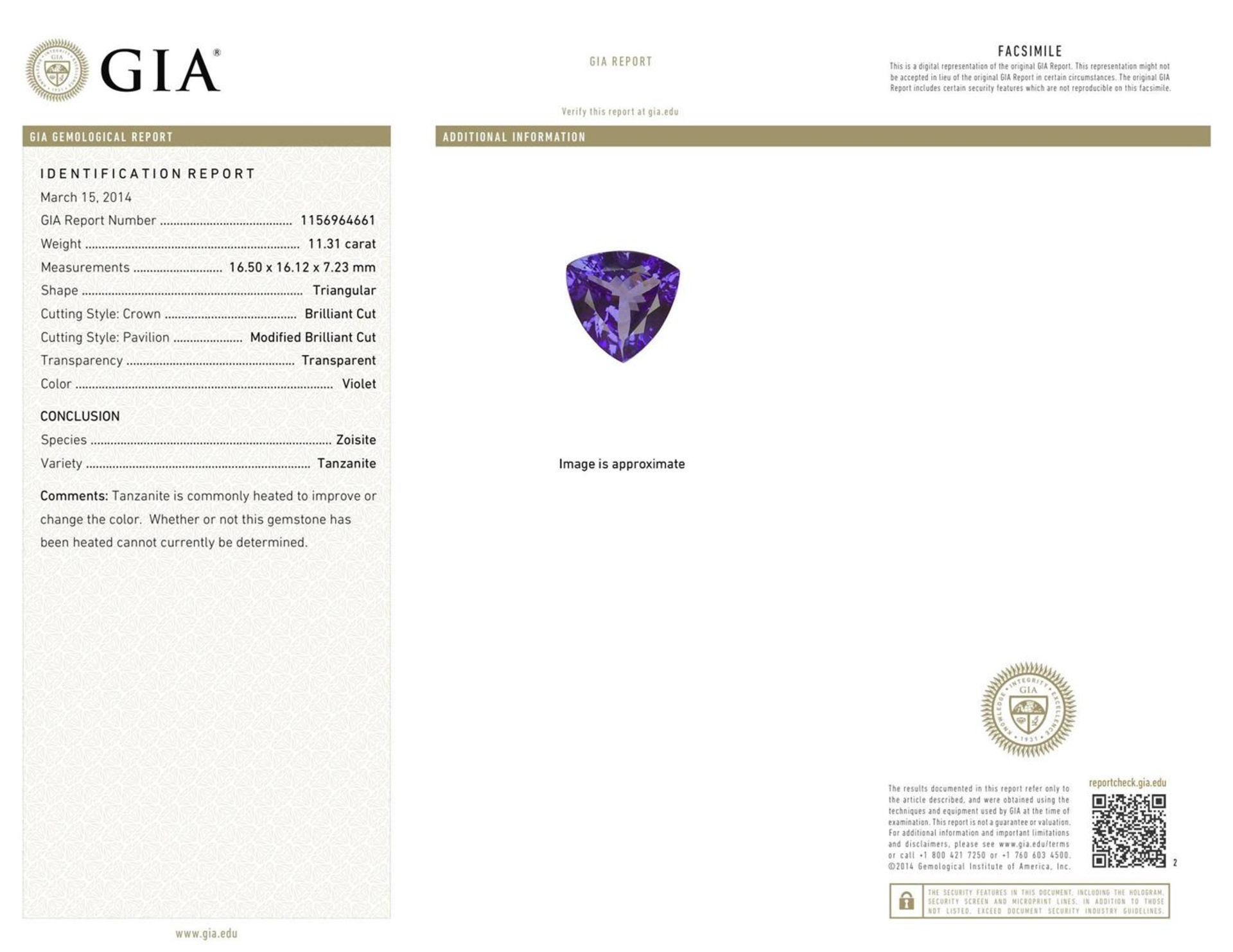 14KT White Gold 11.31 ctw GIA Certified Tanzanite and Diamond Pendant With Chain - Image 4 of 4