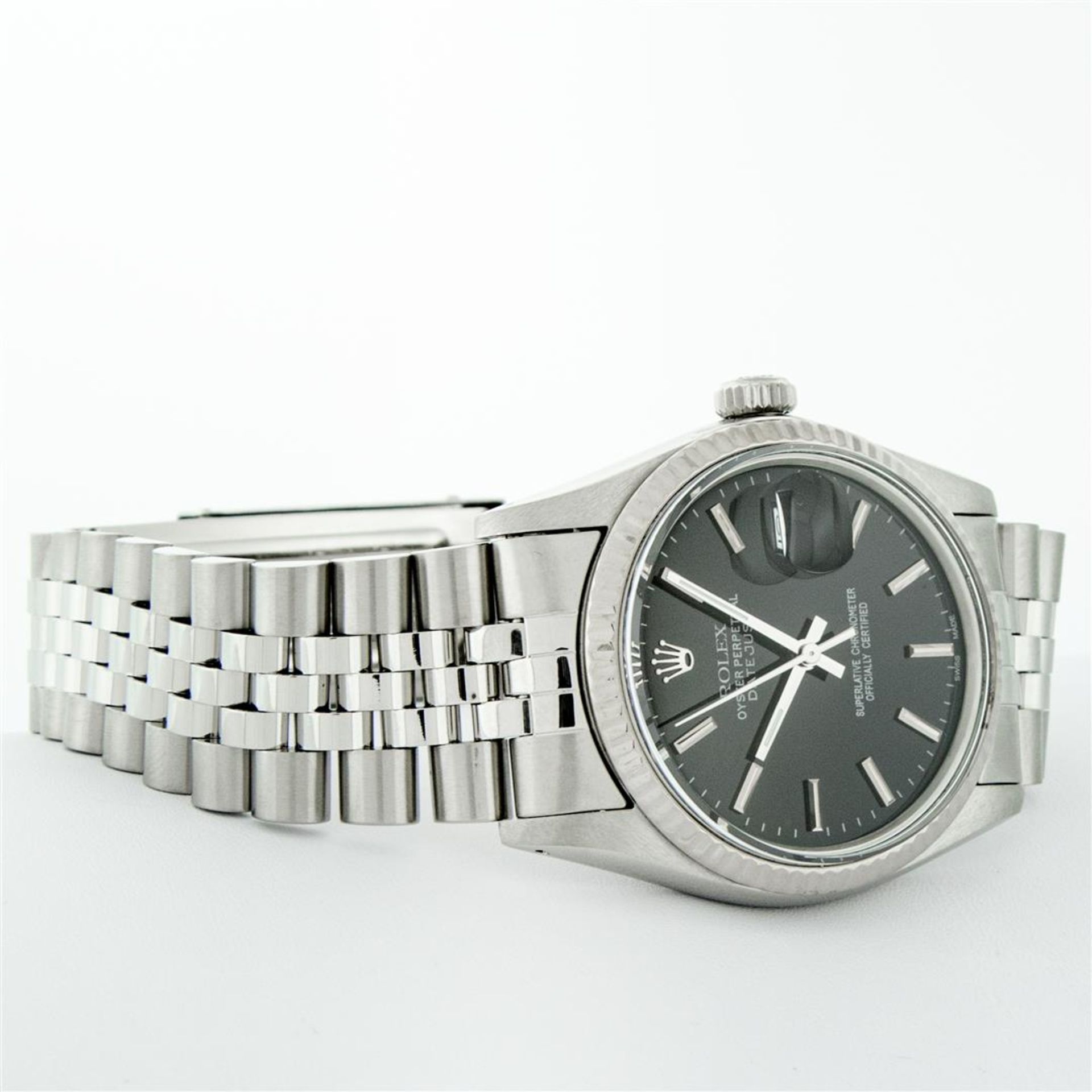 Rolex Mens Stainless Steel Black Index 36mm Datejust Wristwatch - Image 5 of 9