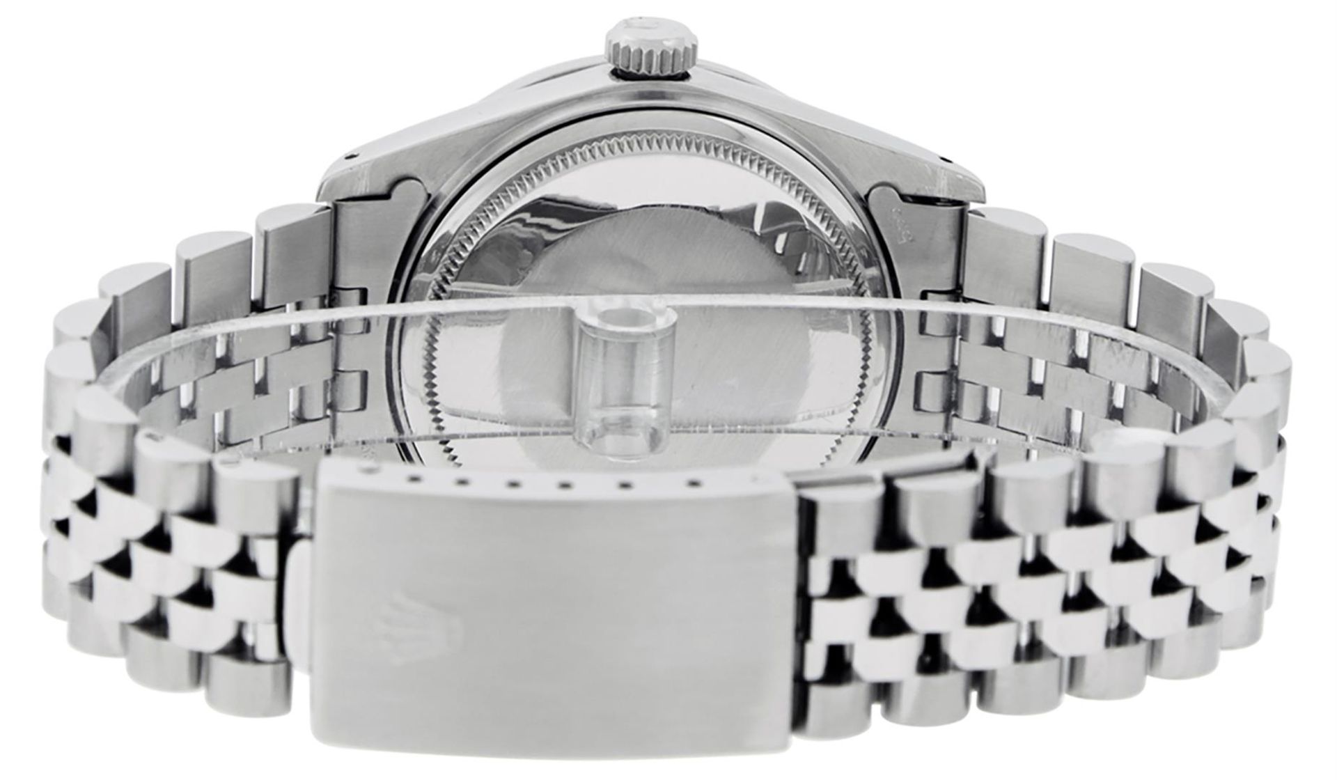 Rolex Mens Stainless Black Baguette Diamond Lugs Oyster Perpetual Datejust Wrist - Image 5 of 7
