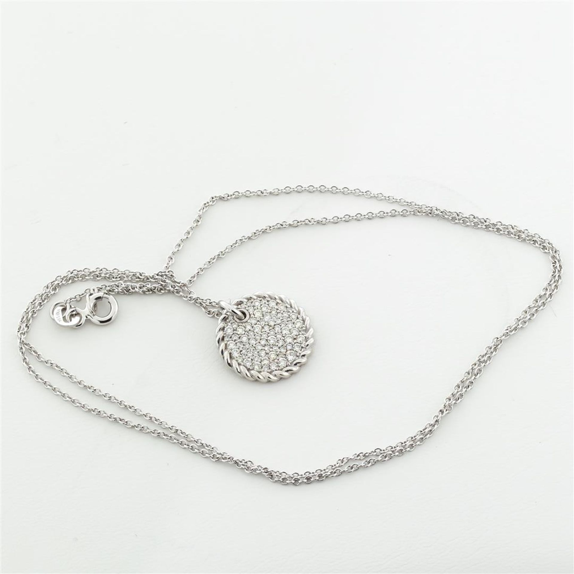 New 18k White Gold Diamond Cable Pendant with with 18K White Gold Chain - Image 3 of 7