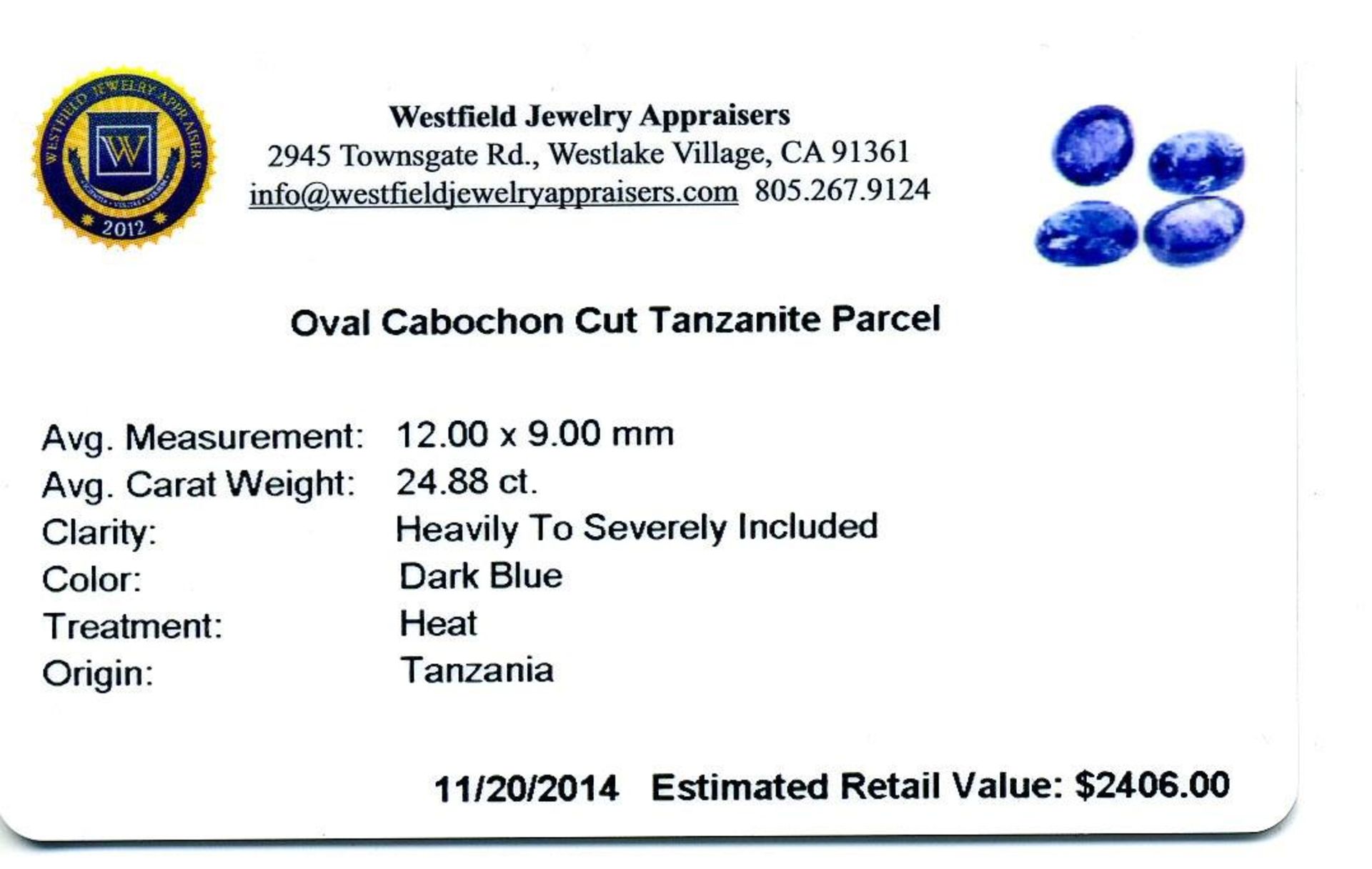 24.88 ctw. Oval Cabochon Cut Tanzanite Parcel - Image 2 of 2