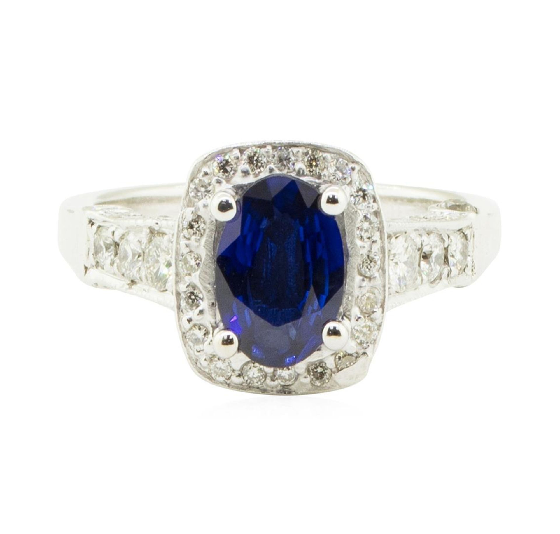 1.90 ctw Oval Brilliant Blue Sapphire And Diamond Ring - 14KT White Gold - Image 2 of 5