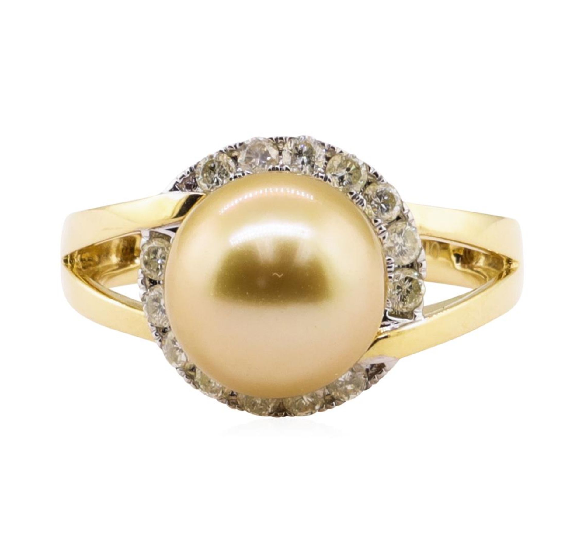 South Sea Pearl and Diamond Ring - 18KT Yellow Gold