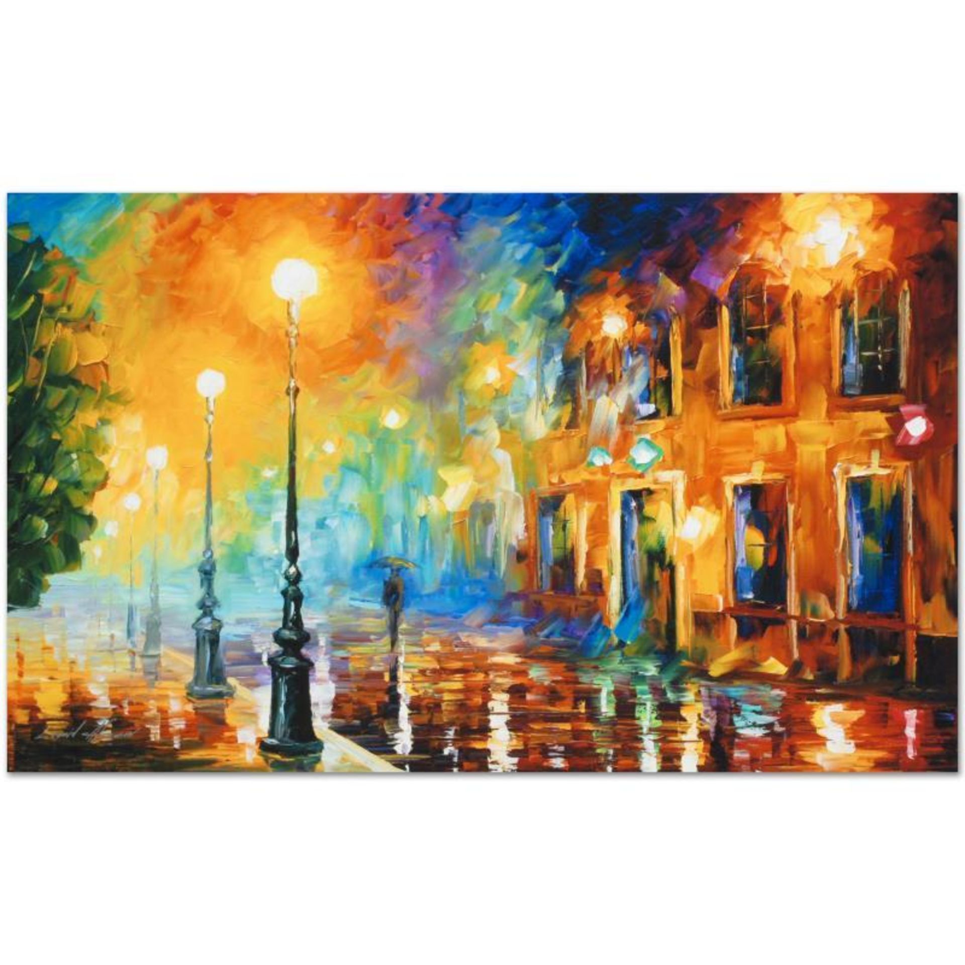 Leonid Afremov (1955-2019) "Misty City" Limited Edition Giclee on Canvas, Number