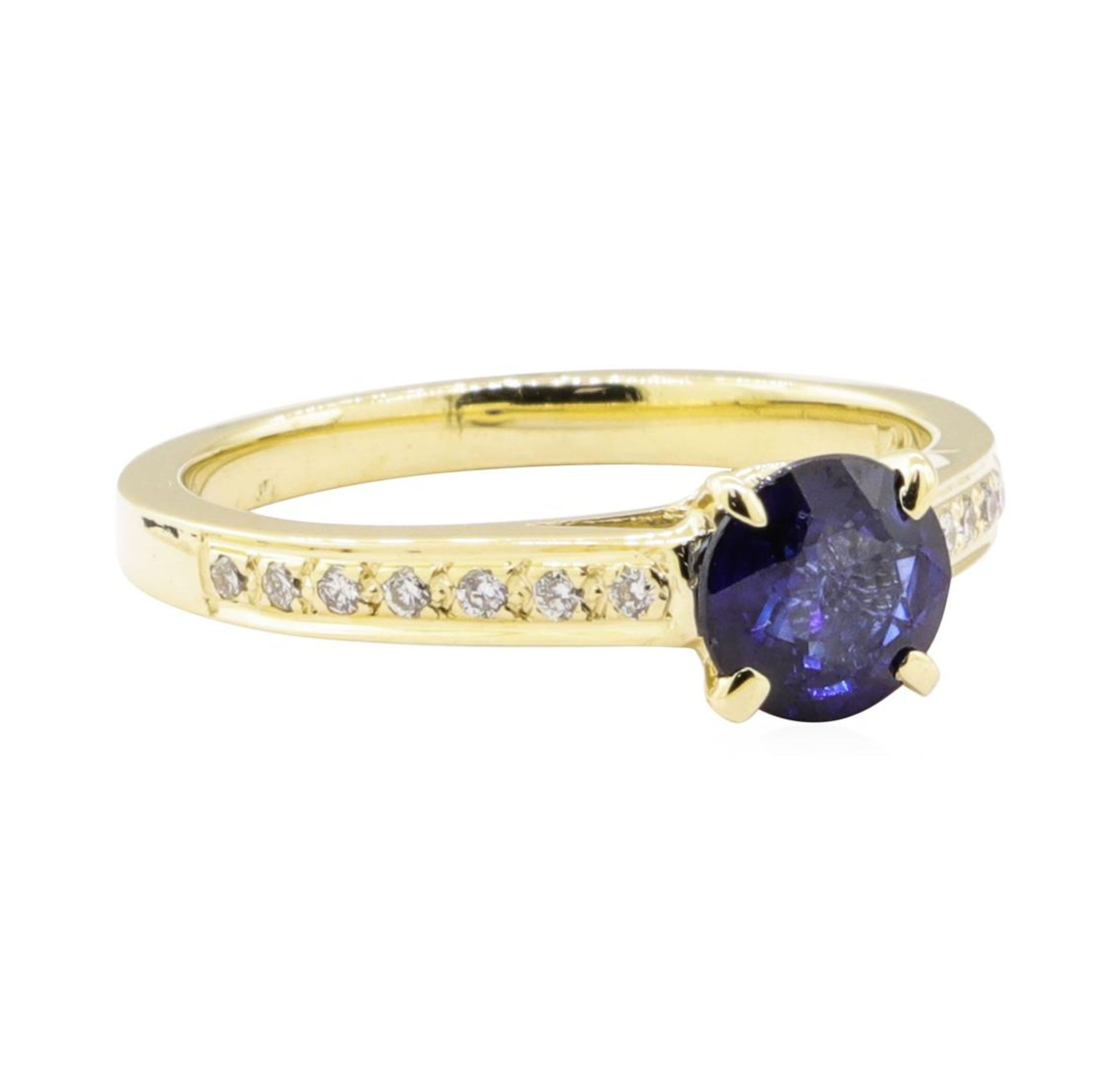 1.28 ctw Blue Sapphire and Diamond Ring - 14KT Yellow Gold