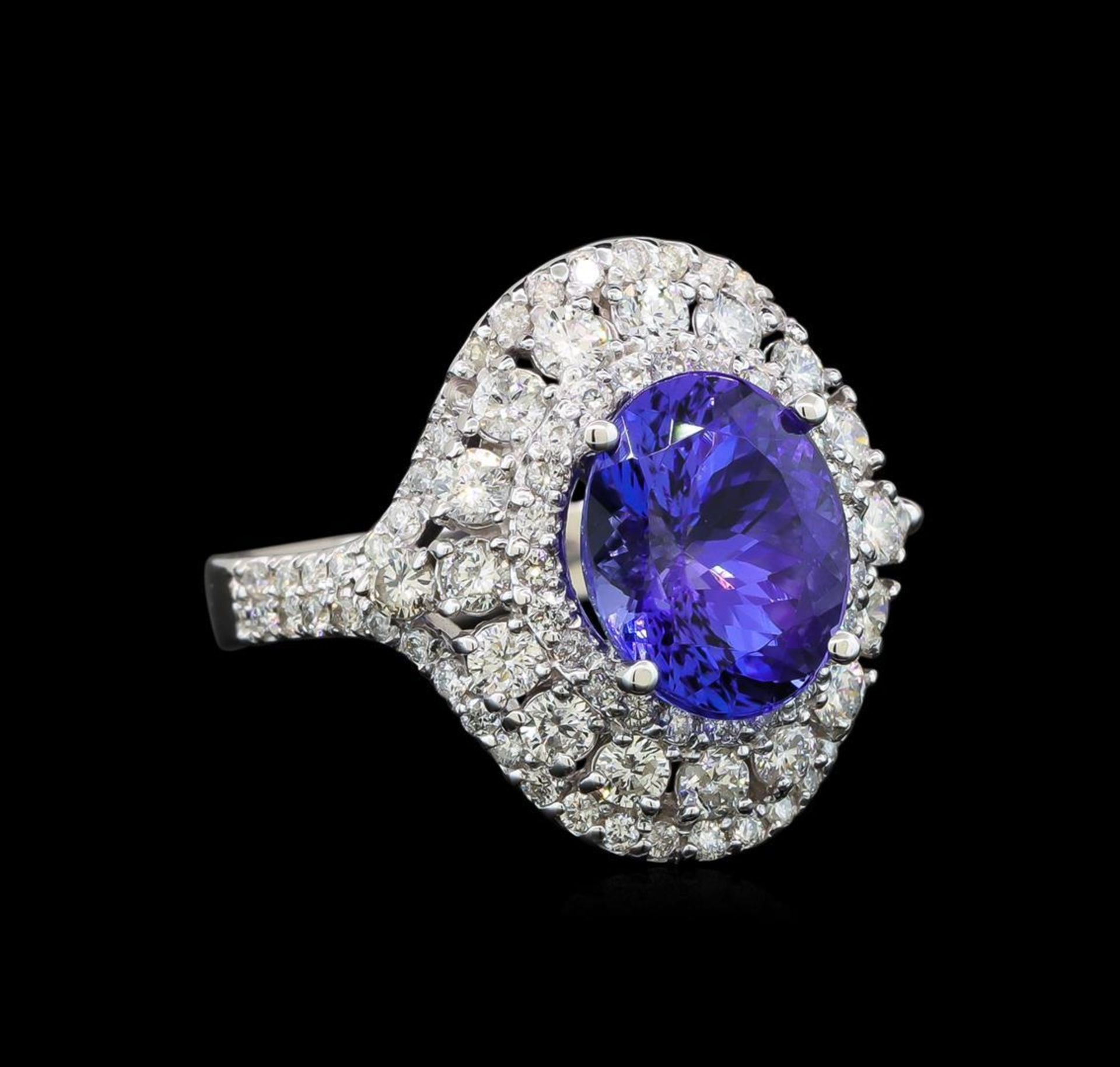 14KT White Gold 3.40 ctw Tanzanite and Diamond Ring