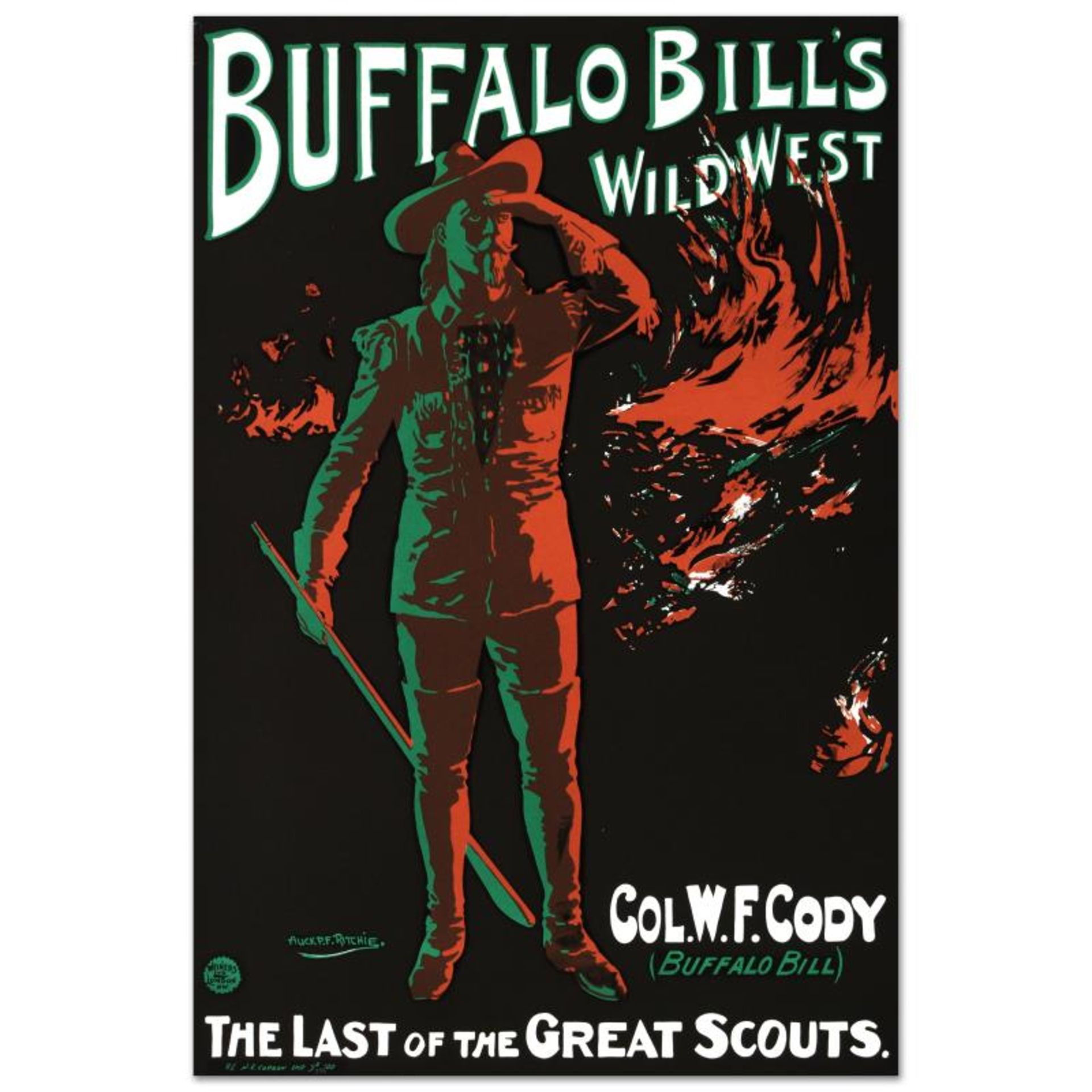 RE Society, "Buffalo Bills Wild West" Hand Pulled Lithograph, Image Originally b