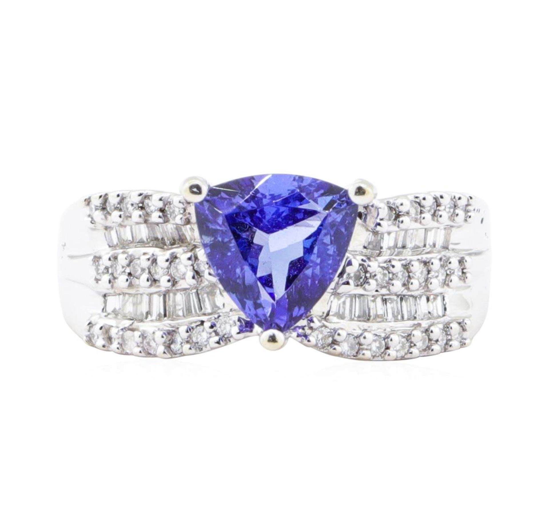 2.54 ctw Tanzanite And Diamond Wide Band - 14KT White Gold - Image 2 of 5