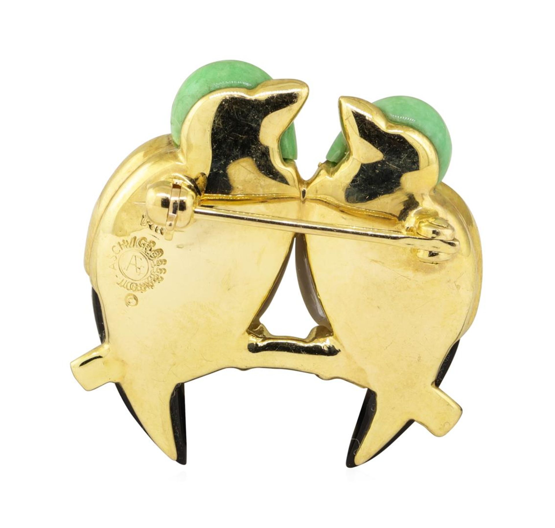 0.12 ctw Diamond and Multi-Colored Gemstone Lovebird Pin - 14KT Yellow Gold - Image 3 of 4