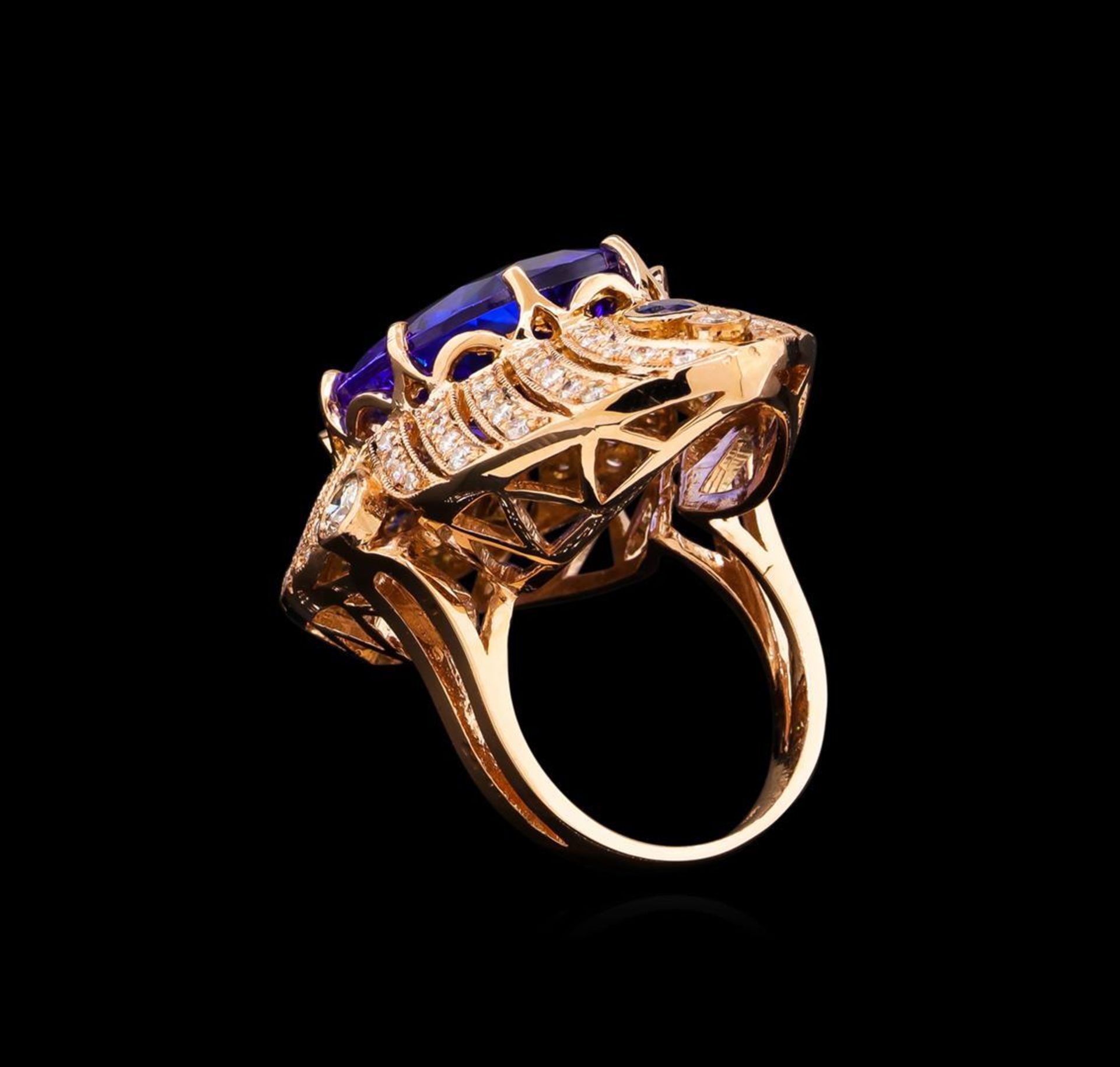 15.02 ctw Tanzanite, Sapphire and Diamond Ring - 14KT Rose Gold - Image 3 of 6