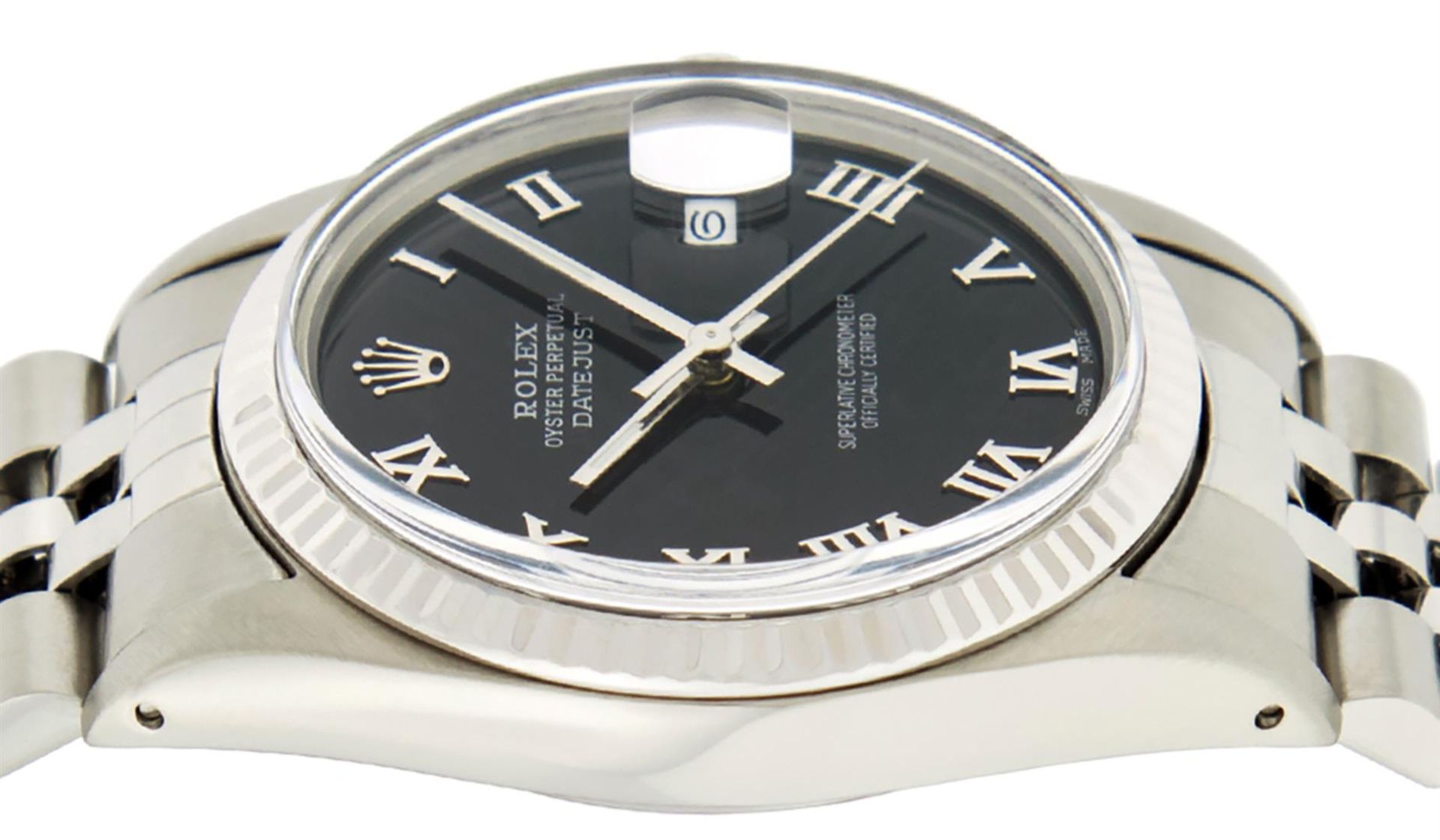 Rolex Mens Stainless Steel Black Roman Datejust 36MM Wriswatch Datejust - Image 8 of 8