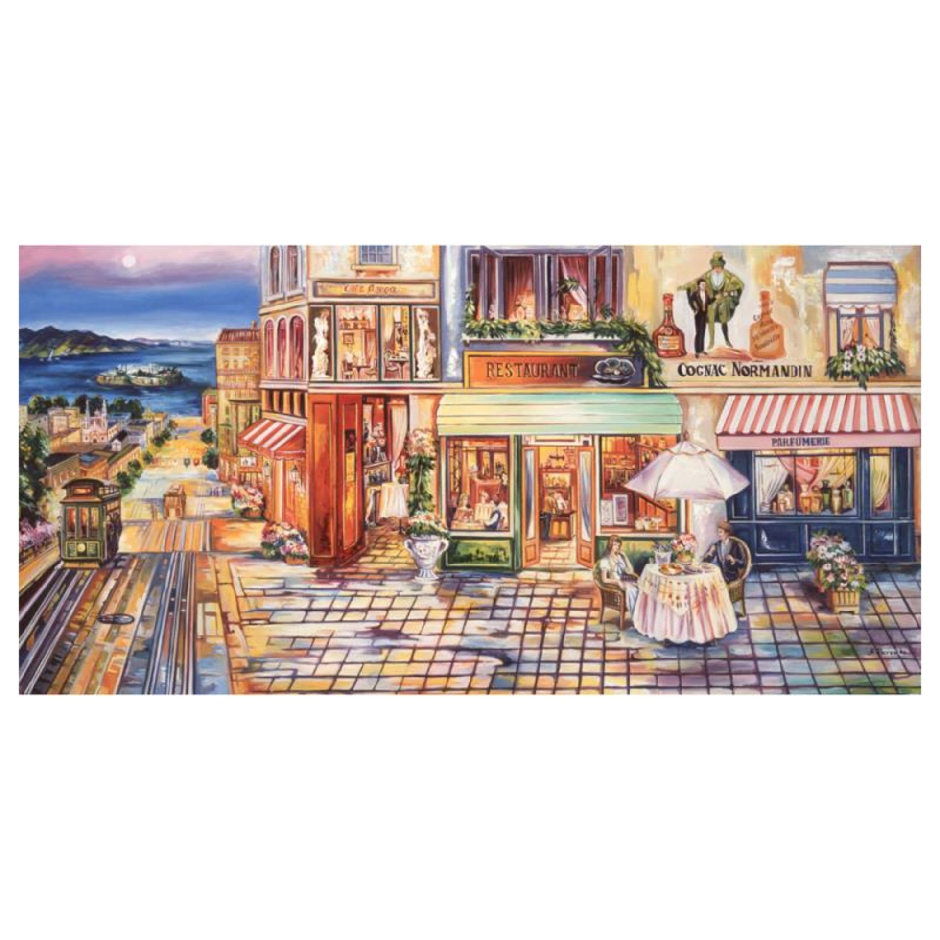 Alexander Borewko, "Pedestrian Mall" Hand Signed Limited Edition Giclee on Canva