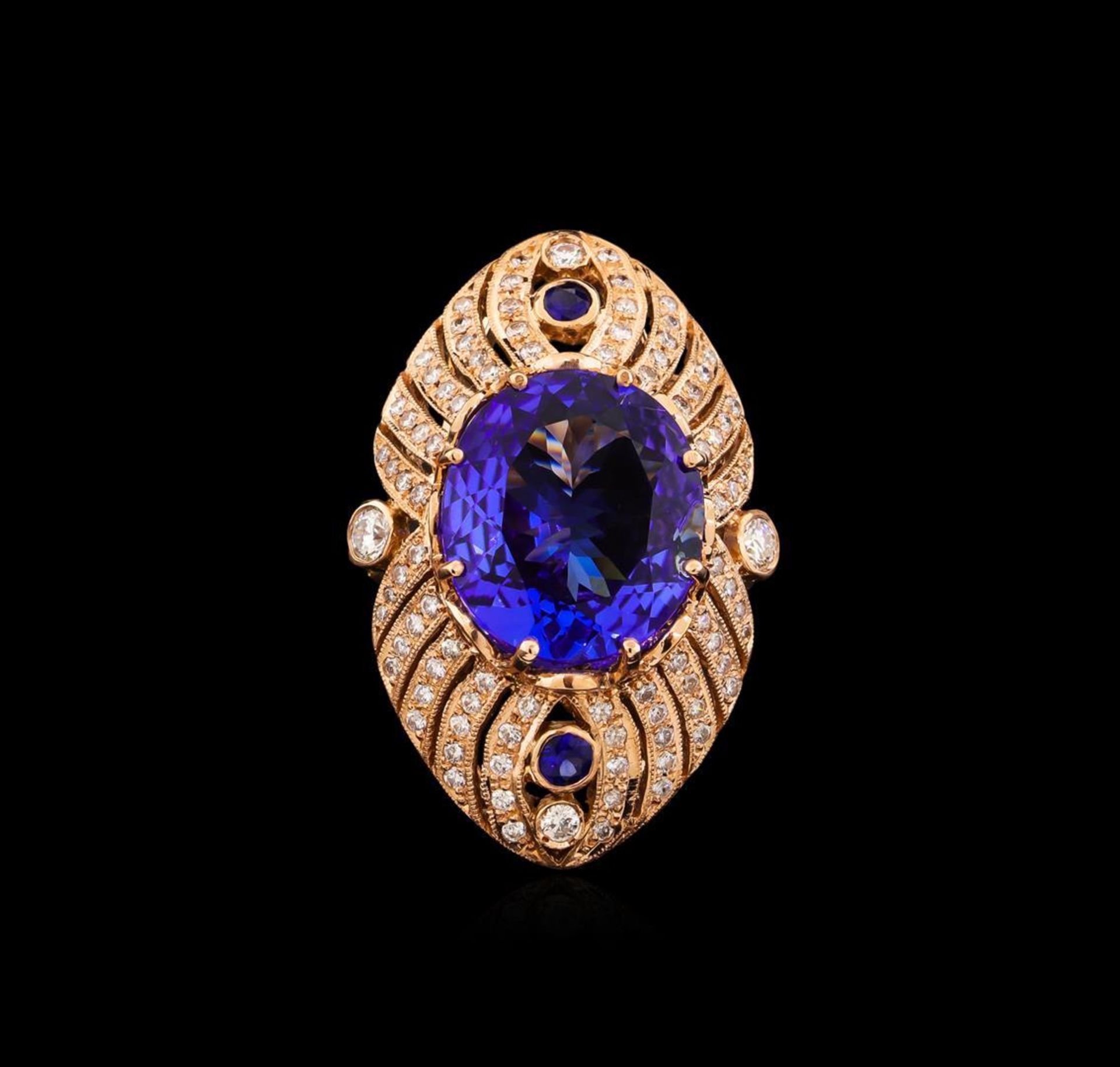 15.02 ctw Tanzanite, Sapphire and Diamond Ring - 14KT Rose Gold - Image 2 of 6