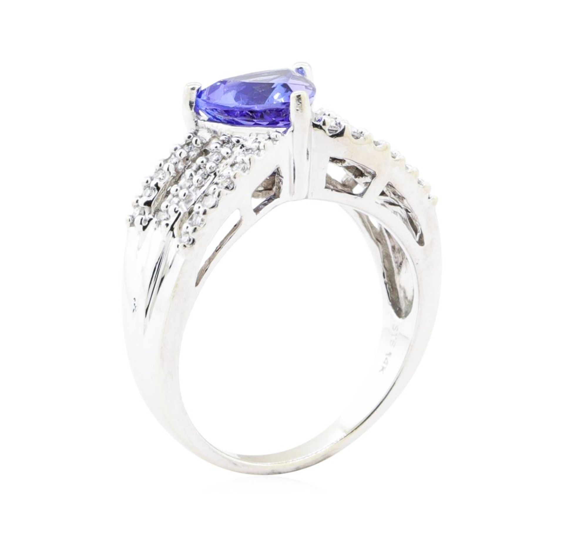 2.54 ctw Tanzanite And Diamond Wide Band - 14KT White Gold - Image 4 of 5