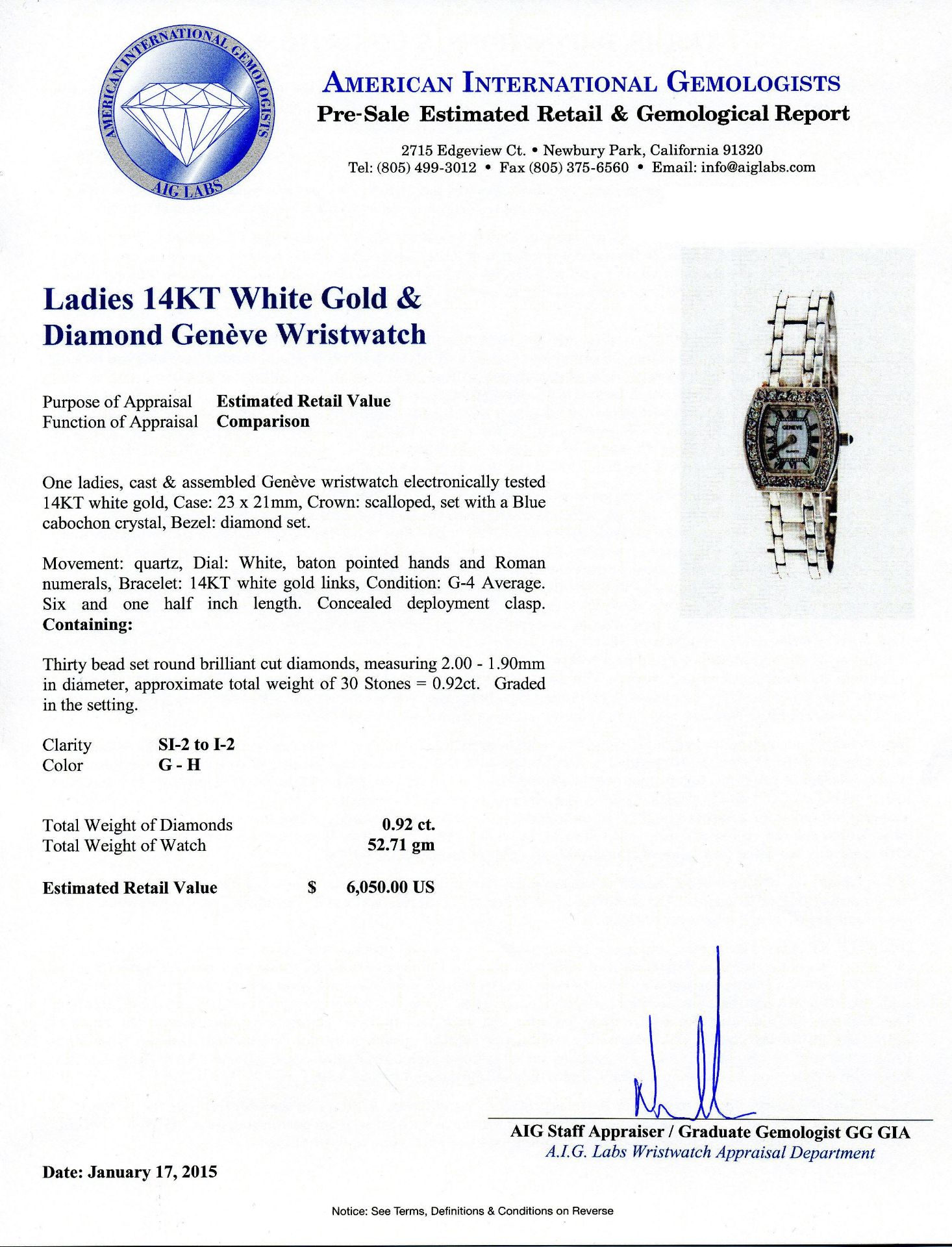 Geneve 14KT White Gold Diamond Ladies Watch - Image 4 of 4