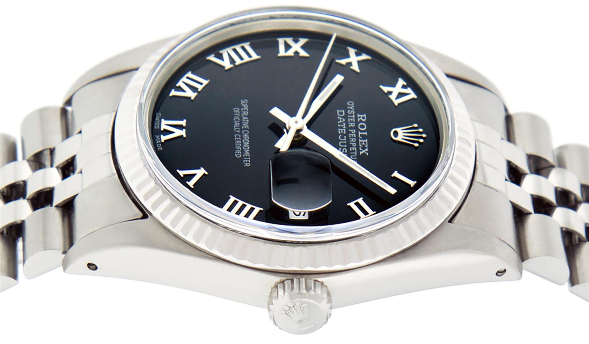 Rolex Mens Stainless Steel Black Roman Datejust 36MM Wriswatch Datejust - Image 7 of 8