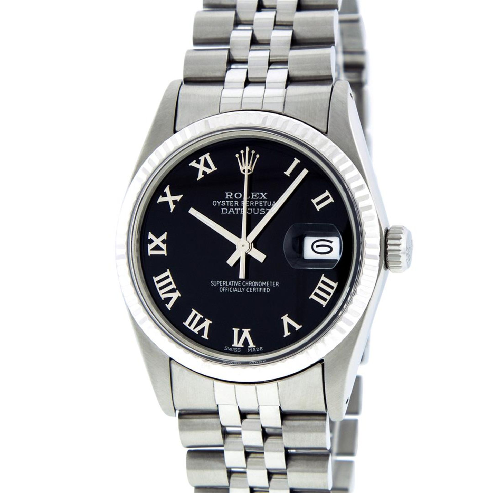 Rolex Mens Stainless Steel Black Roman Datejust 36MM Wriswatch Datejust - Image 2 of 8