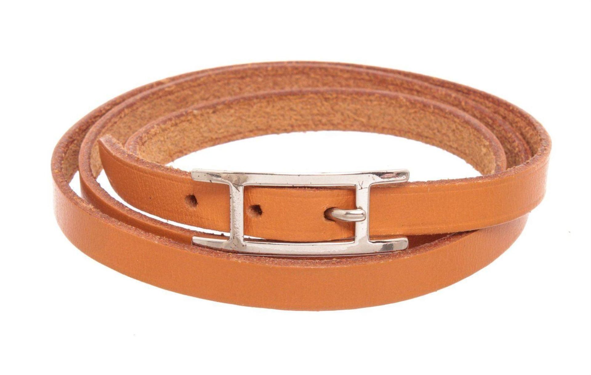 Hermes Brown Leather Hapi 15cm Bracelet