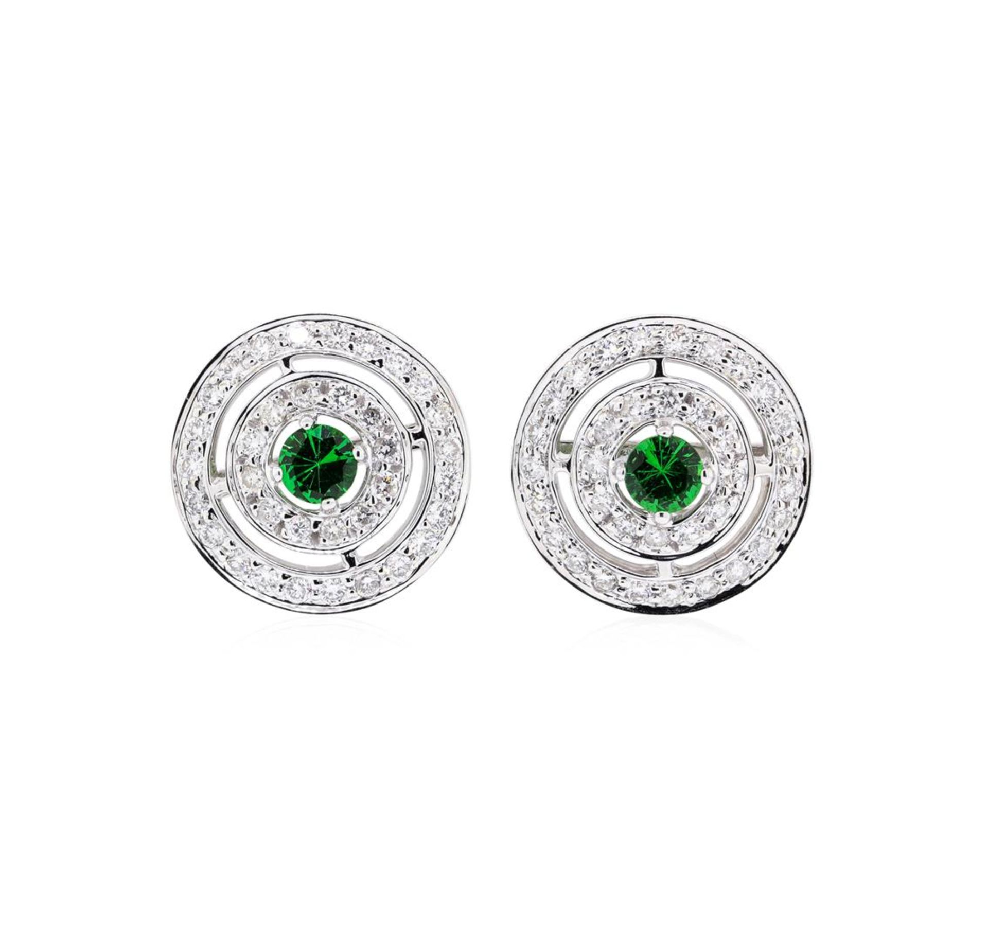 1.73 ctw Round Brilliant Tsavorite Garnets And Round Brilliant Cut Diamond Earri