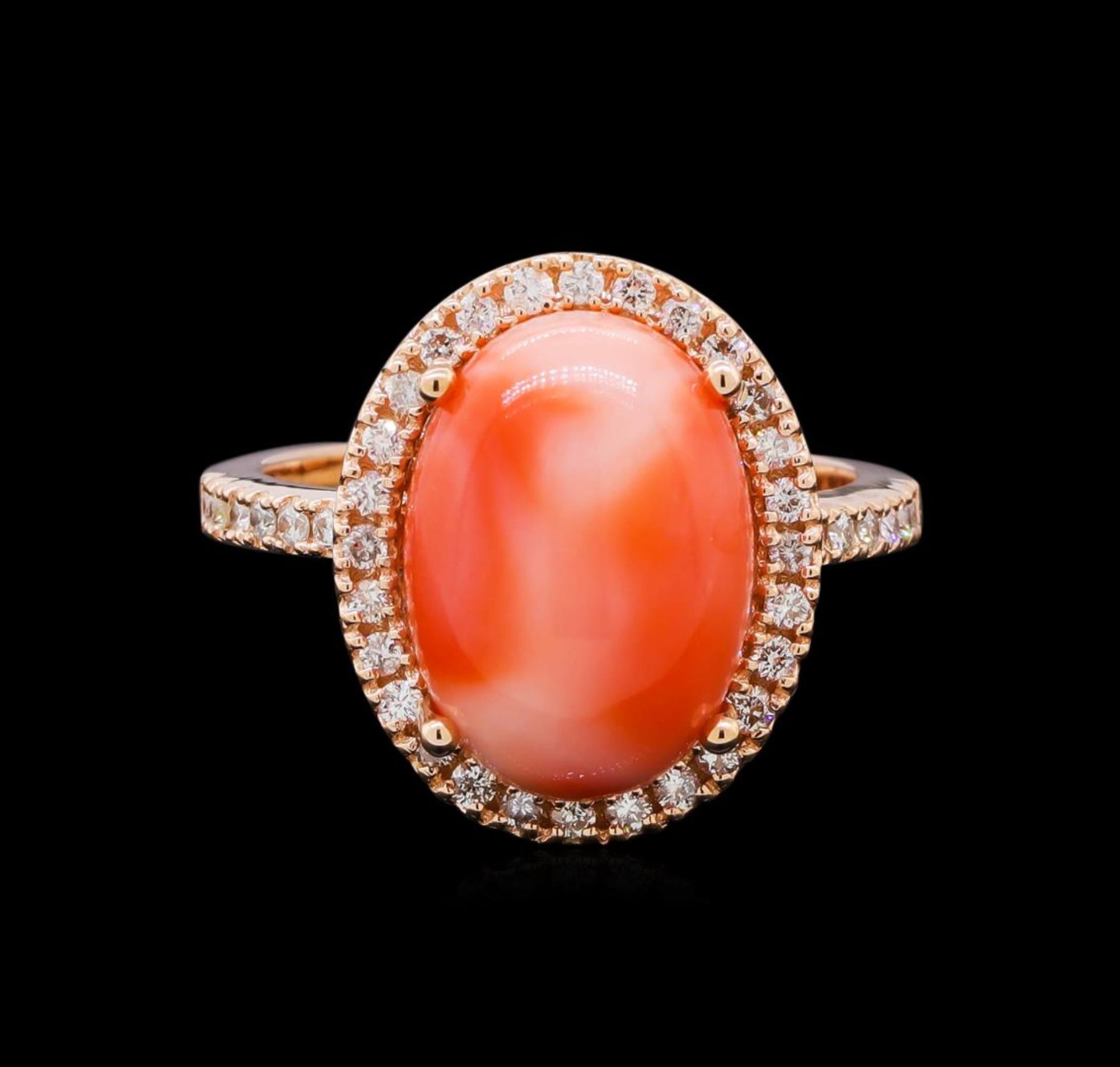 5.66 ctw Coral and Diamond Ring - 14KT Rose Gold - Image 2 of 4