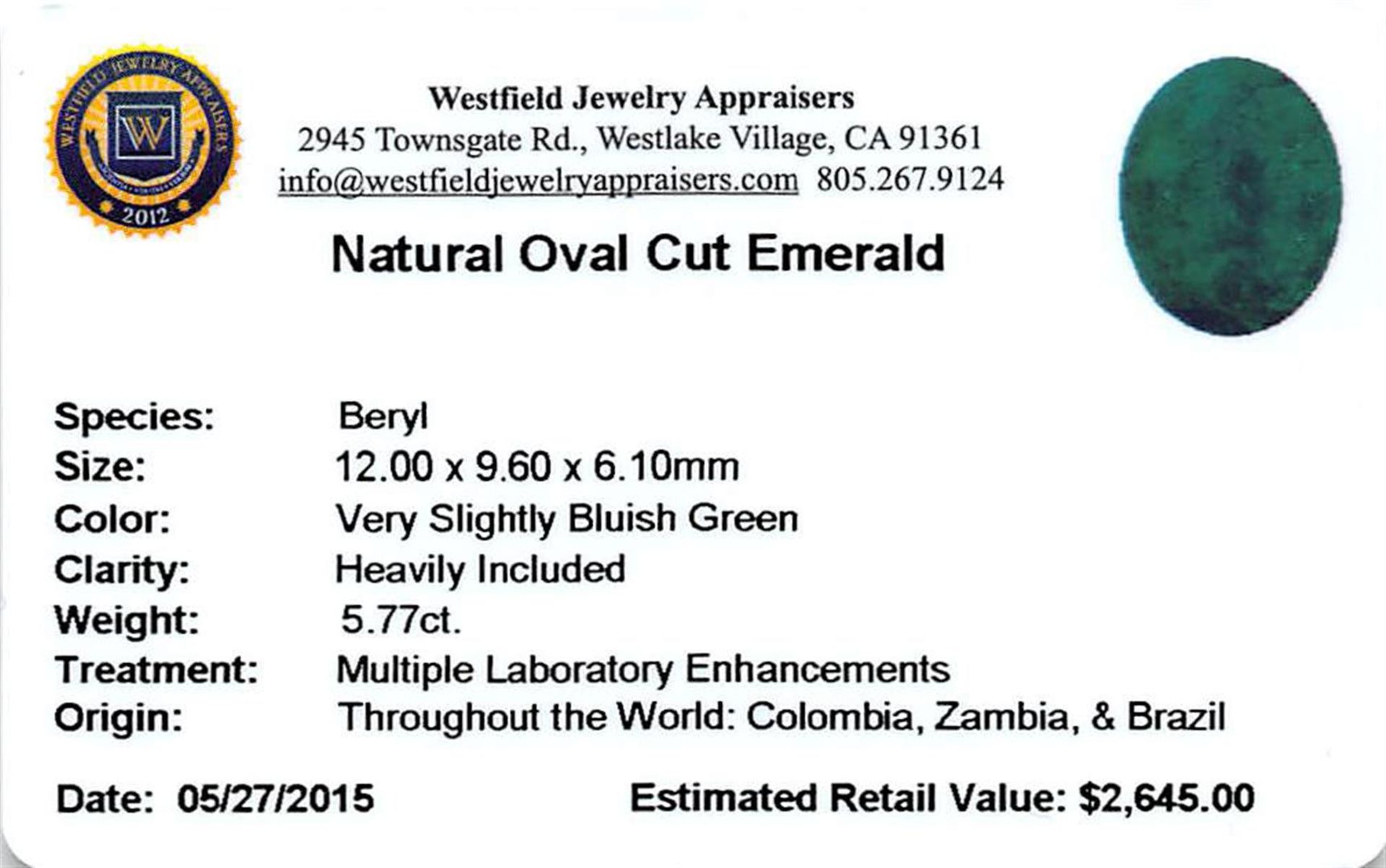 5.77 ctw Oval Mixed Emerald Parcel - Image 2 of 2