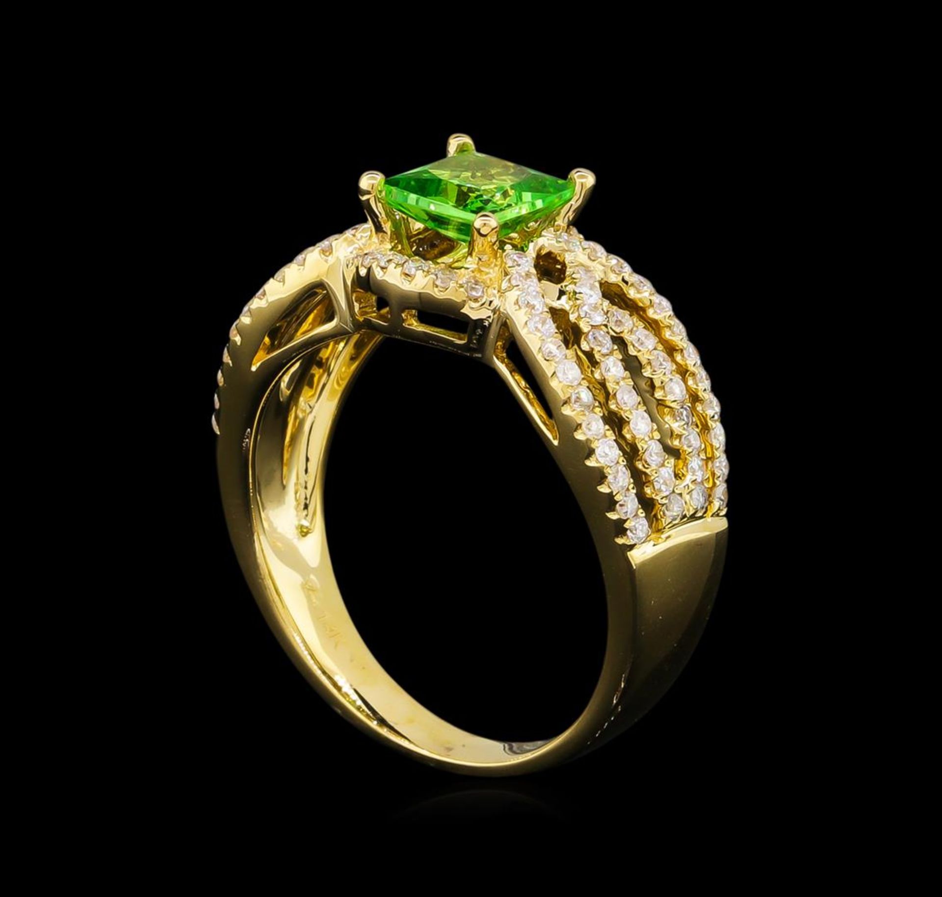 0.92 ctw Tsavorite and Diamond Ring - 14KT Yellow Gold - Image 4 of 5